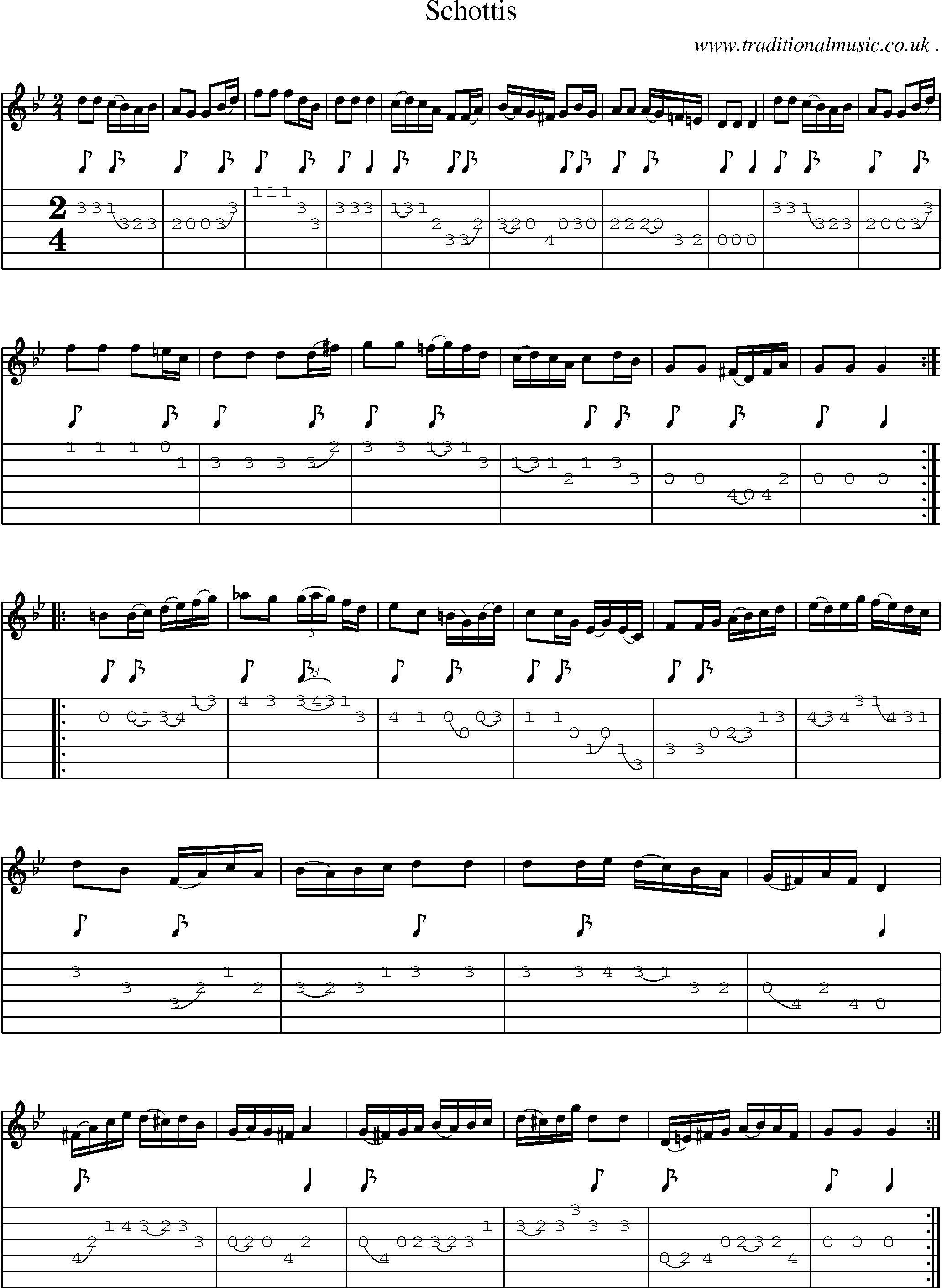 Sheet-Music and Guitar Tabs for Schottis