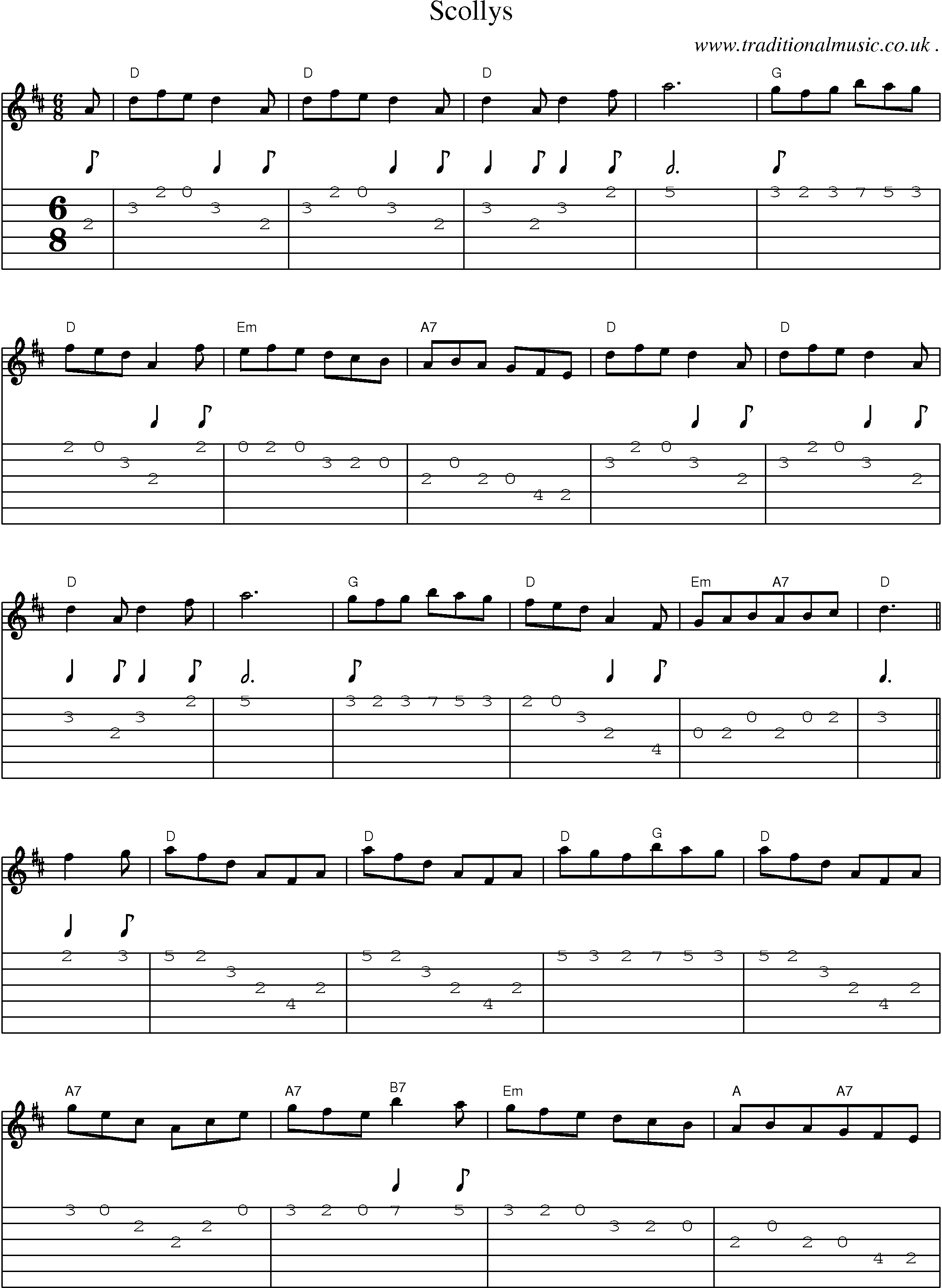 Sheet-Music and Guitar Tabs for Scollys
