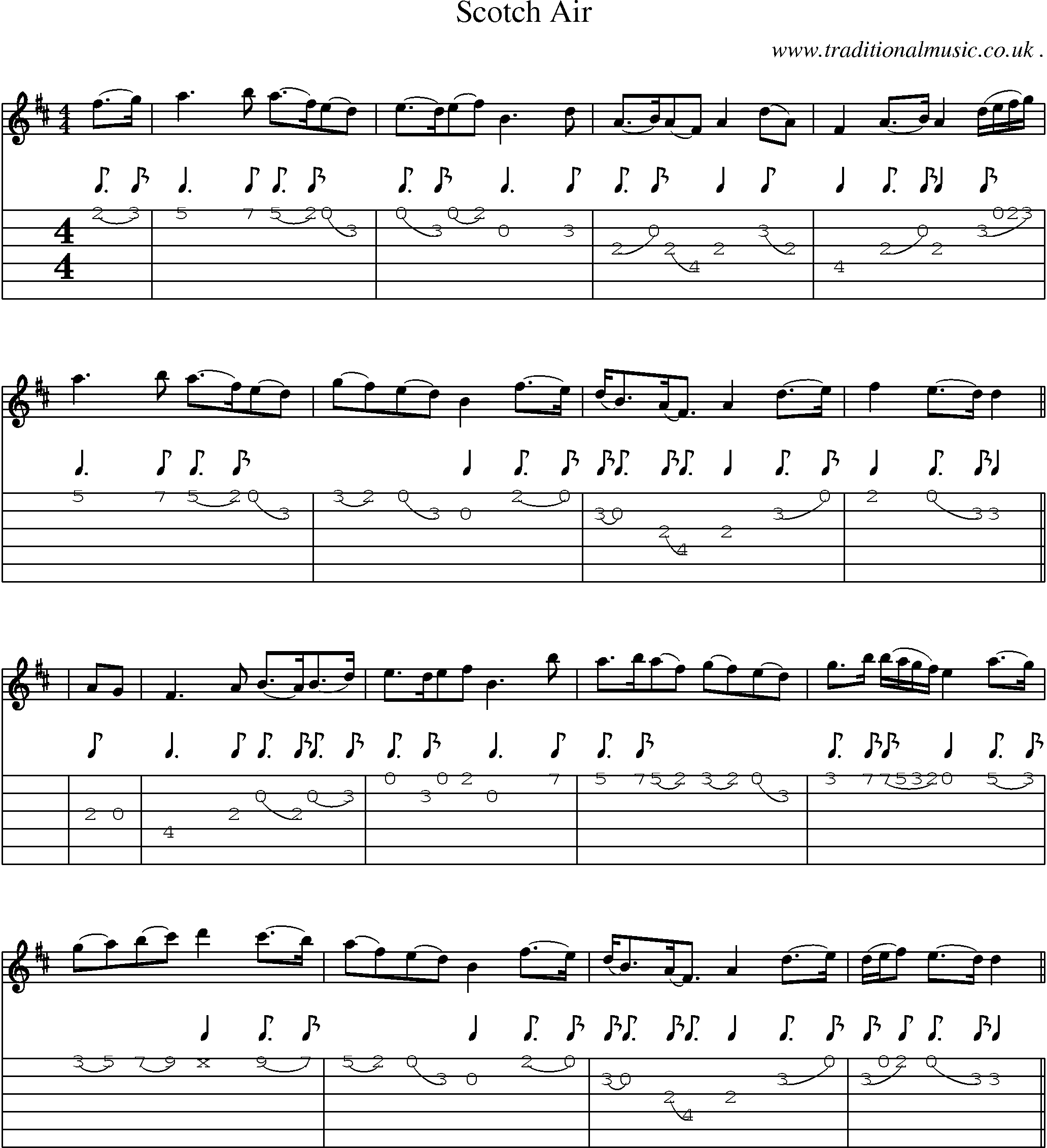 Sheet-Music and Guitar Tabs for Scotch Air
