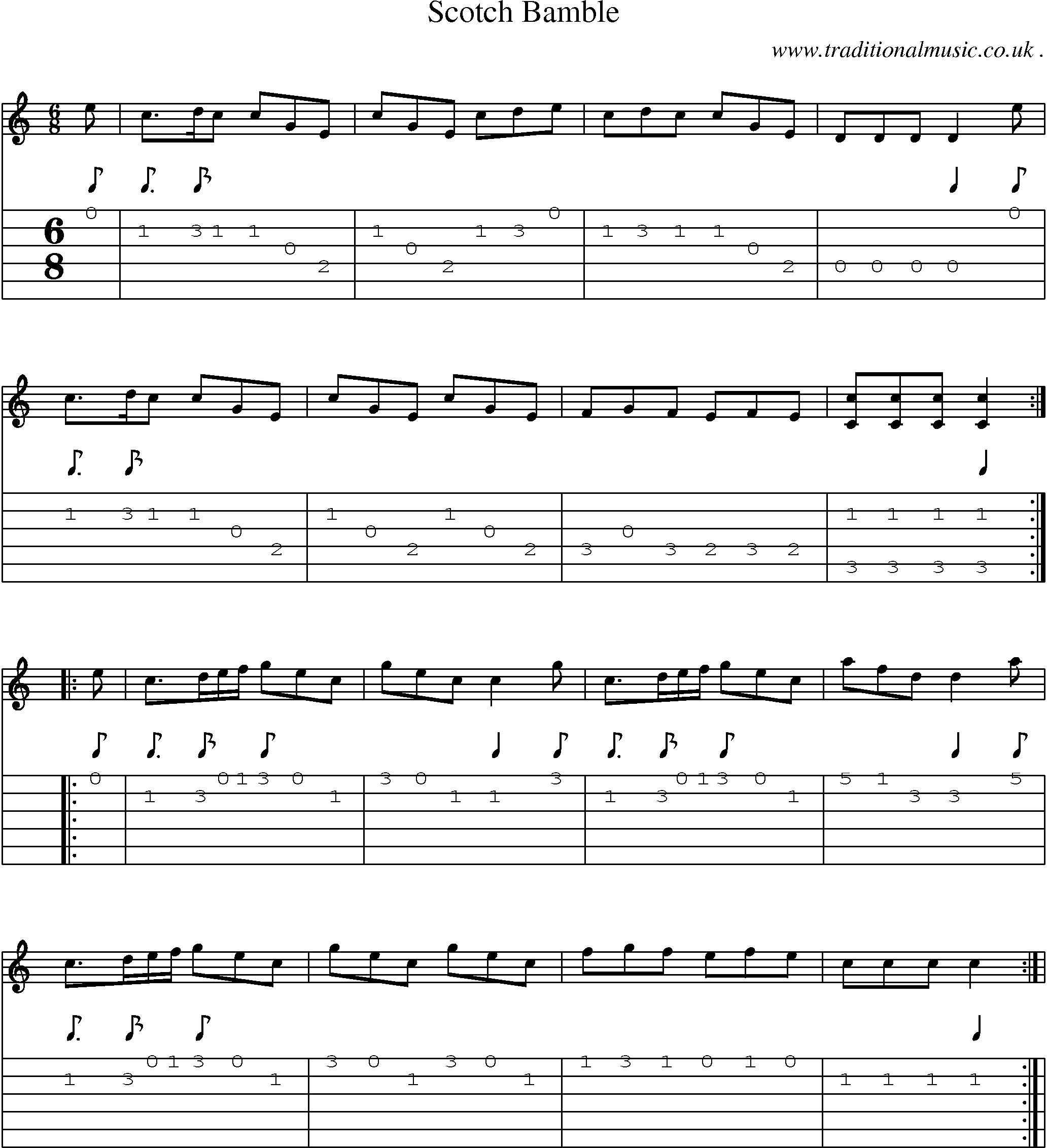 Sheet-Music and Guitar Tabs for Scotch Bamble