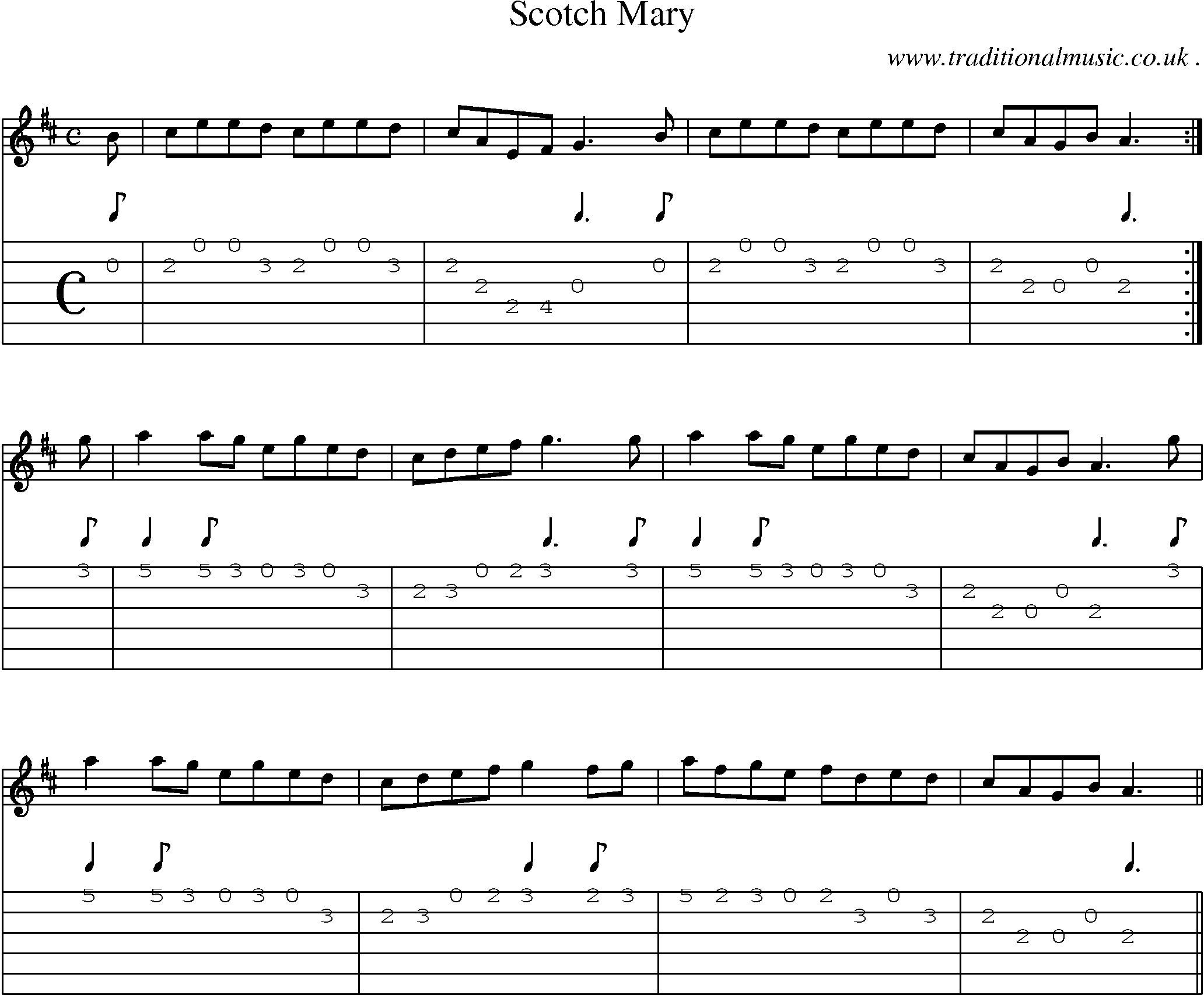Sheet-Music and Guitar Tabs for Scotch Mary
