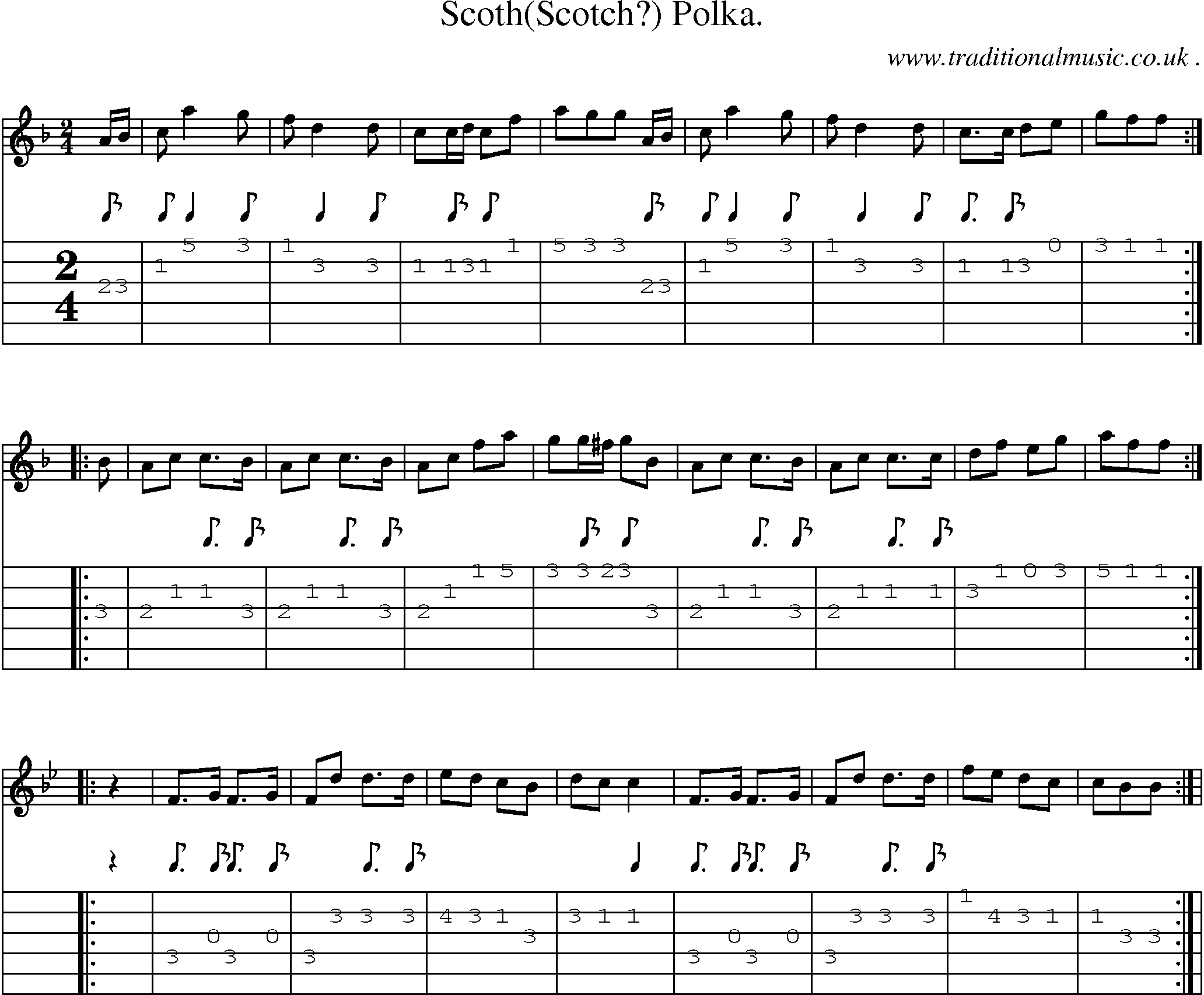 Sheet-Music and Guitar Tabs for Scoth(scotch) Polka