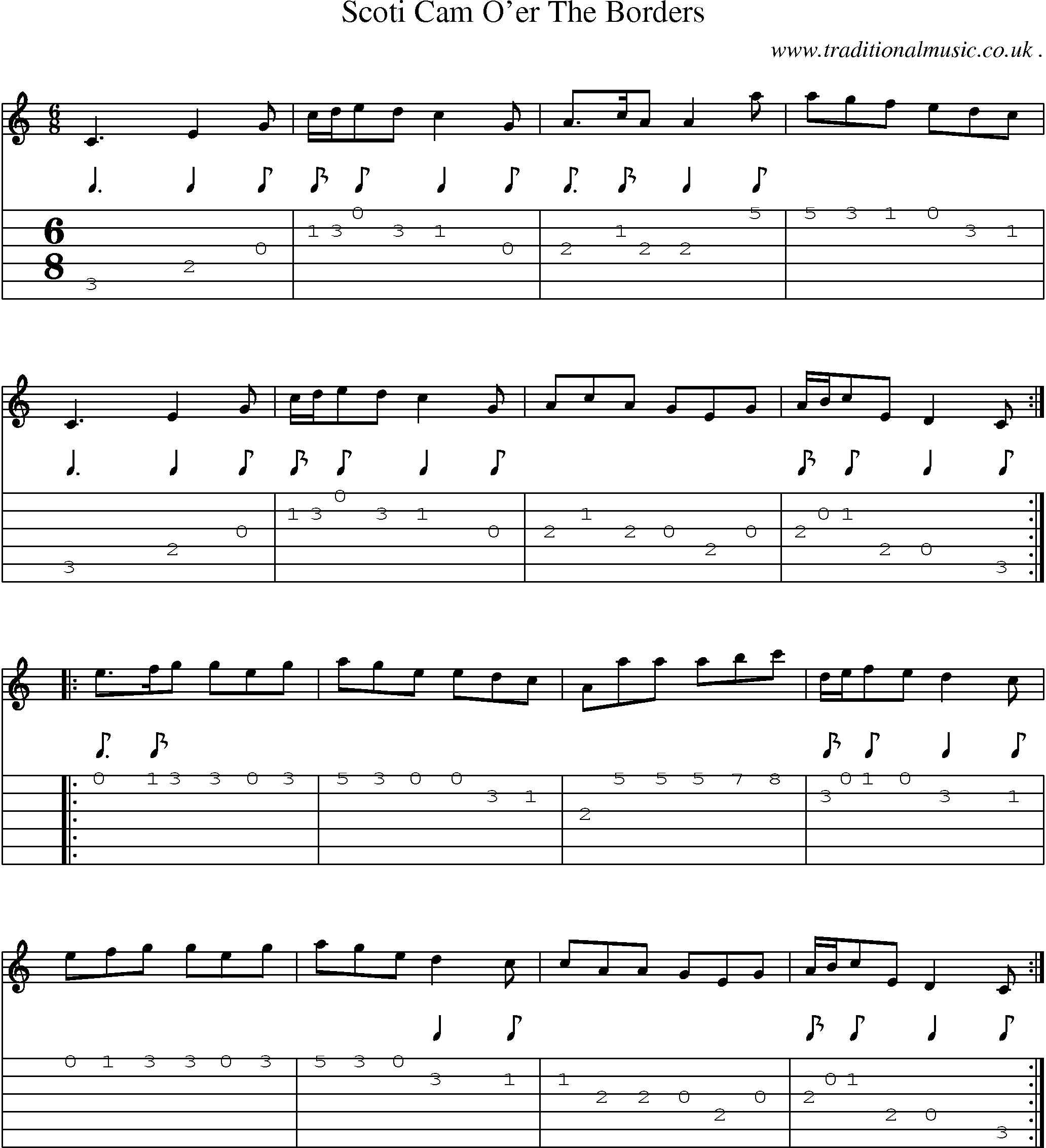 Sheet-Music and Guitar Tabs for Scoti Cam Oer The Borders