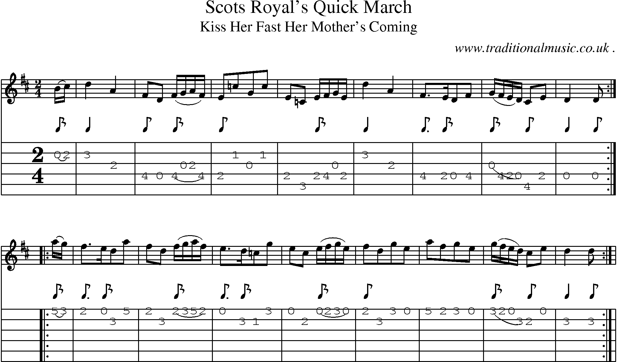Sheet-Music and Guitar Tabs for Scots Royals Quick March