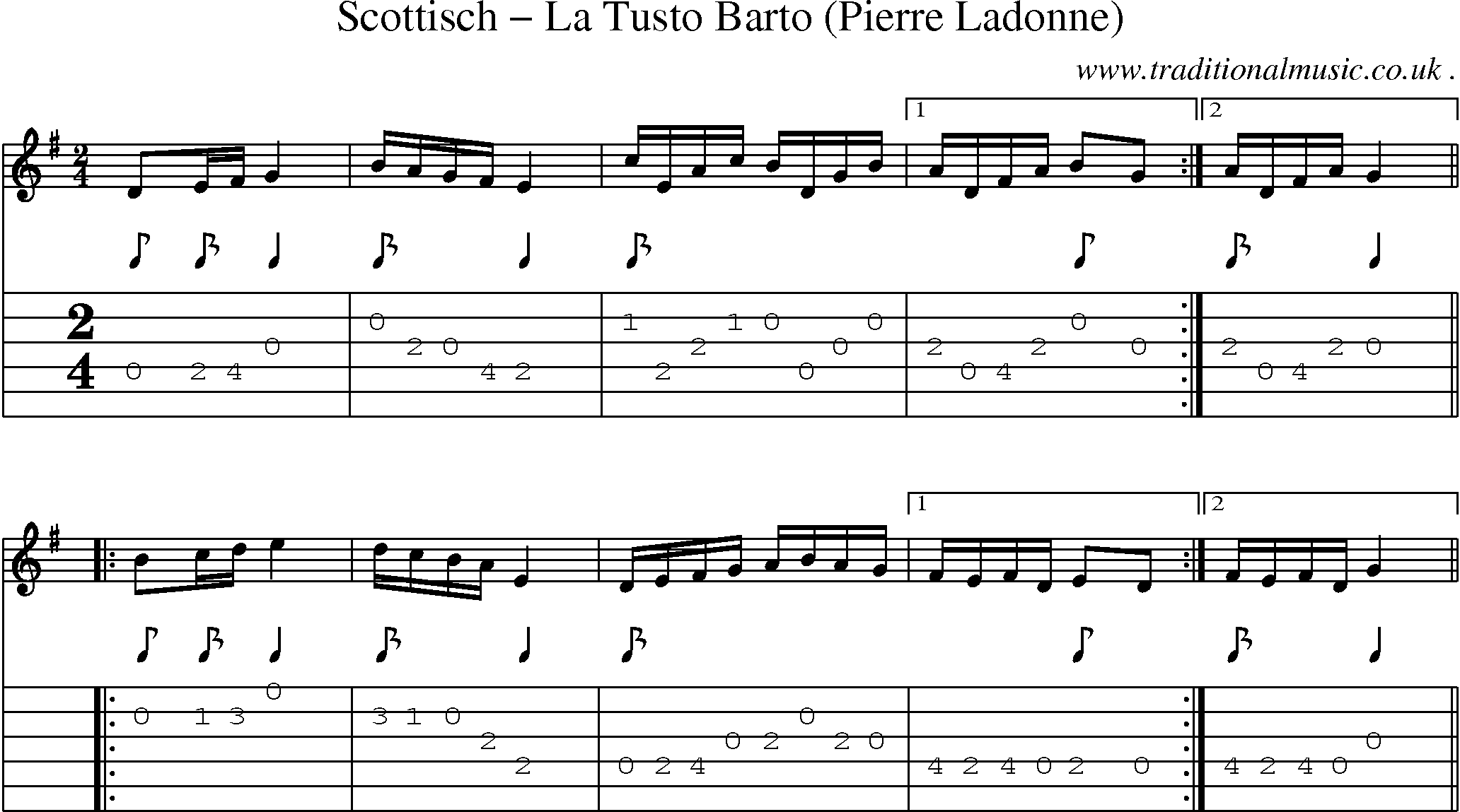 Sheet-Music and Guitar Tabs for Scottisch La Tusto Barto (pierre Ladonne)