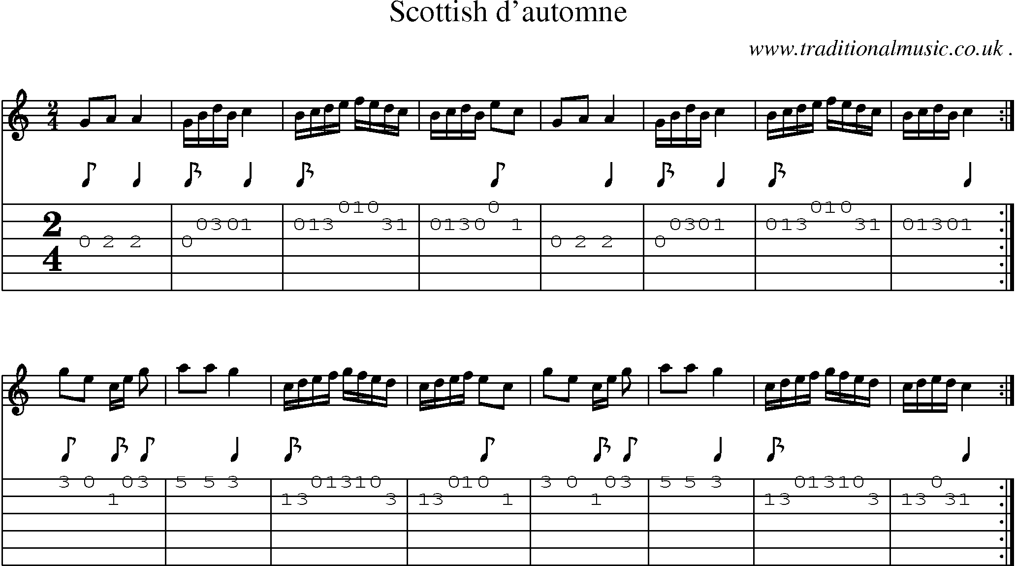 Sheet-Music and Guitar Tabs for Scottish Dautomne