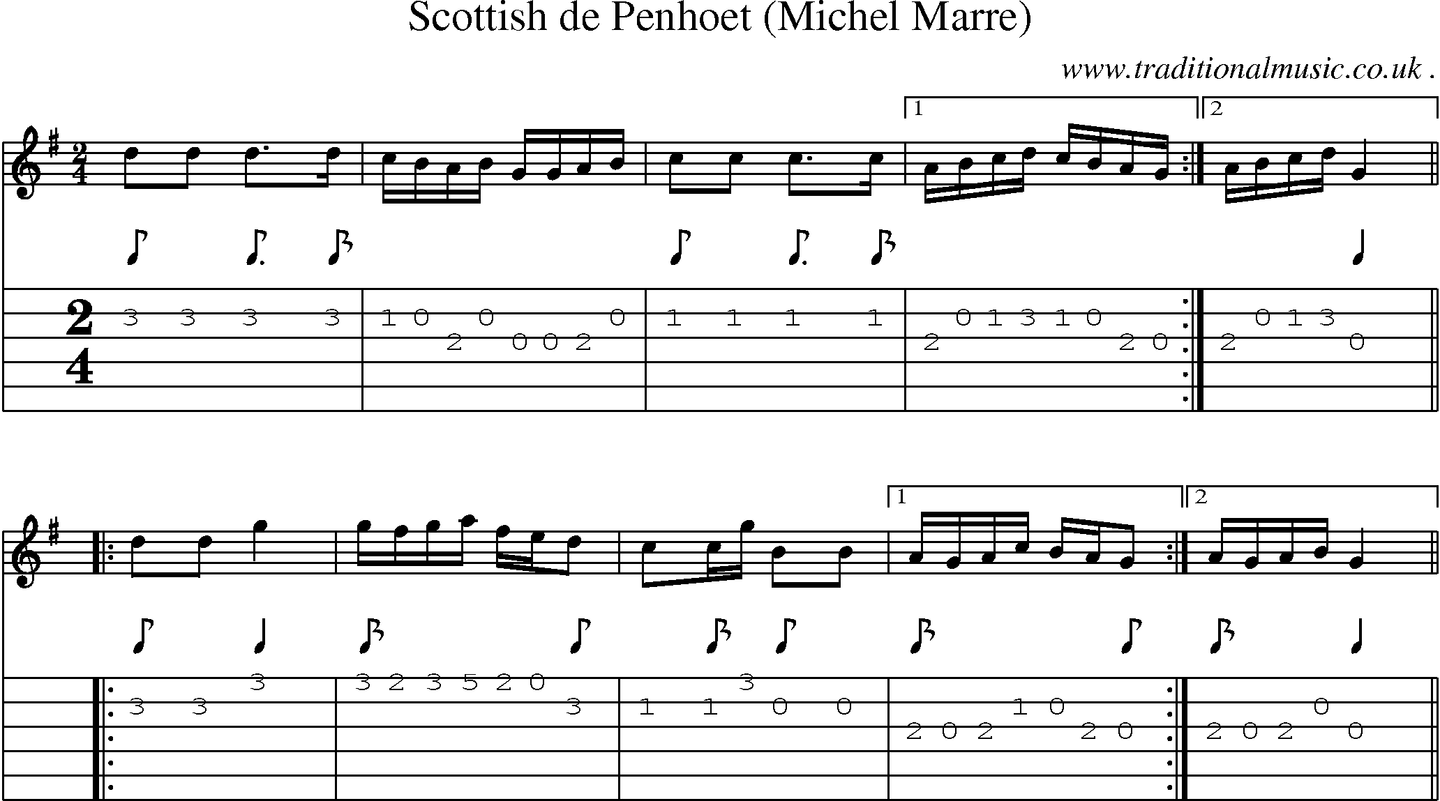 Sheet-Music and Guitar Tabs for Scottish De Penhoet (michel Marre)