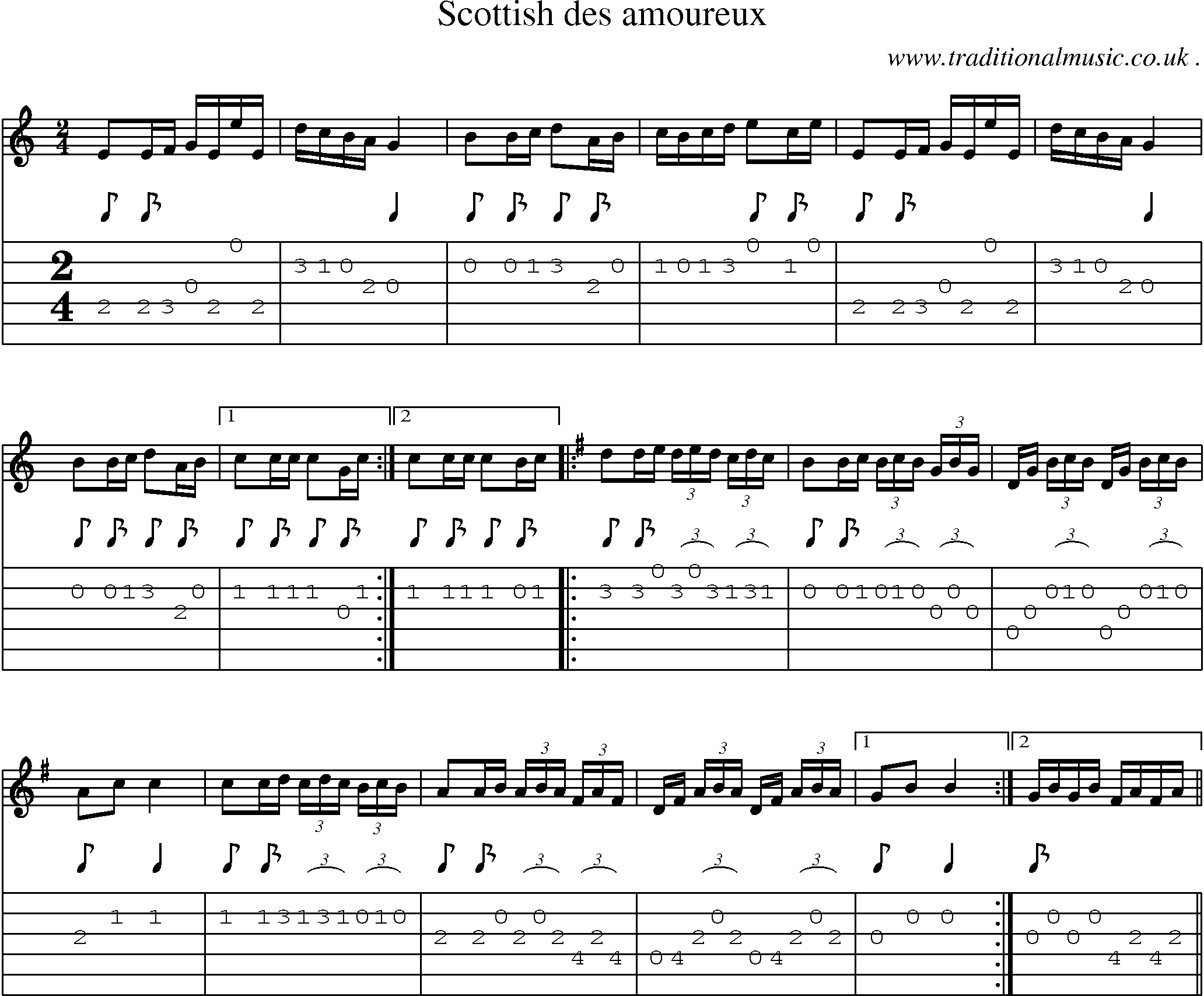 Sheet-Music and Guitar Tabs for Scottish Des Amoureux