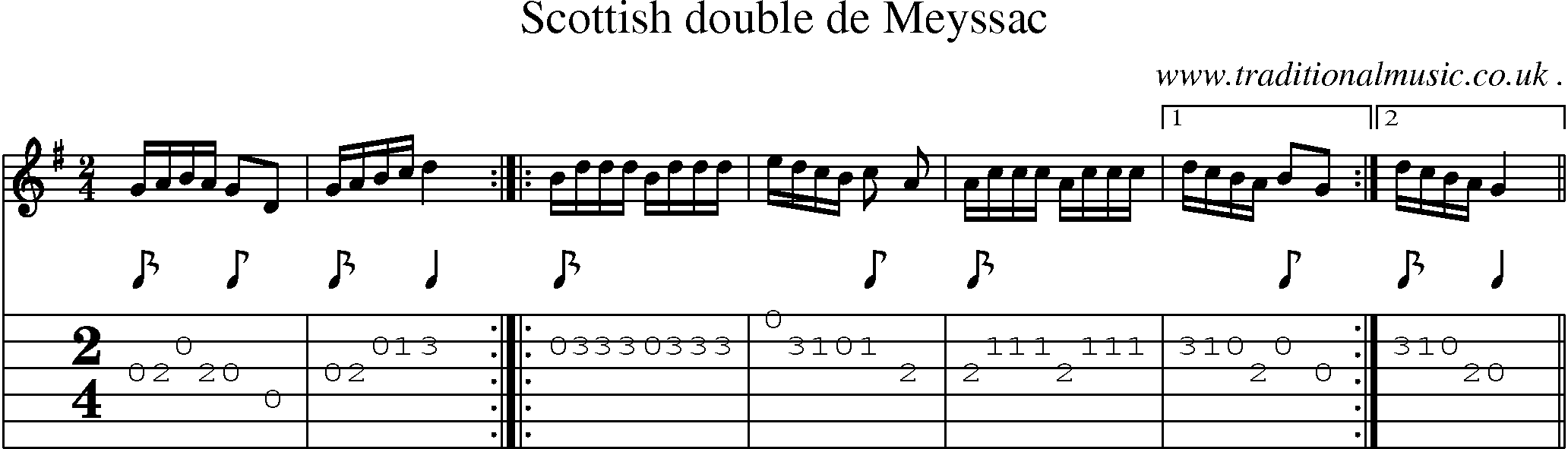Sheet-Music and Guitar Tabs for Scottish Double De Meyssac