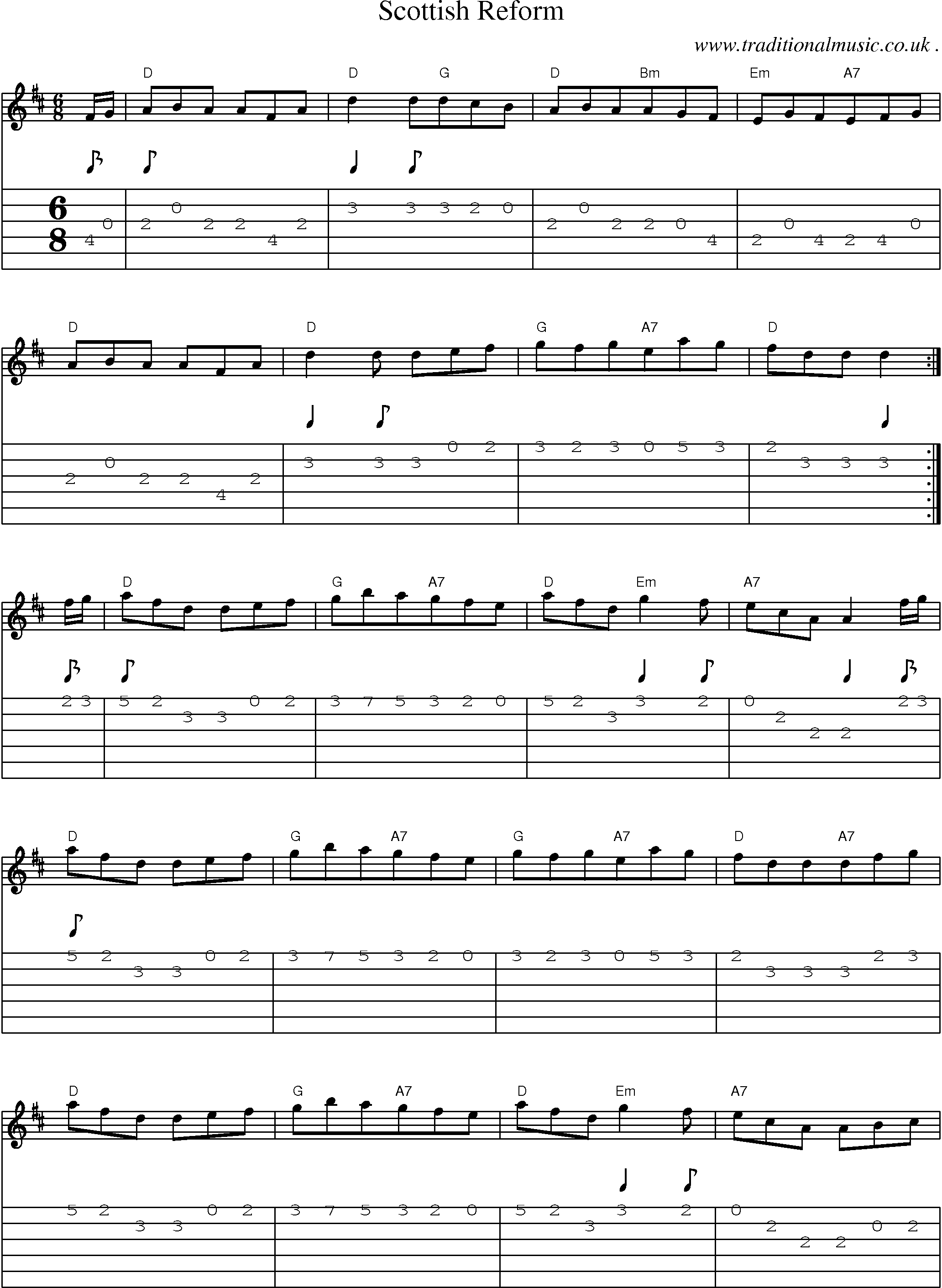 Sheet-Music and Guitar Tabs for Scottish Reform