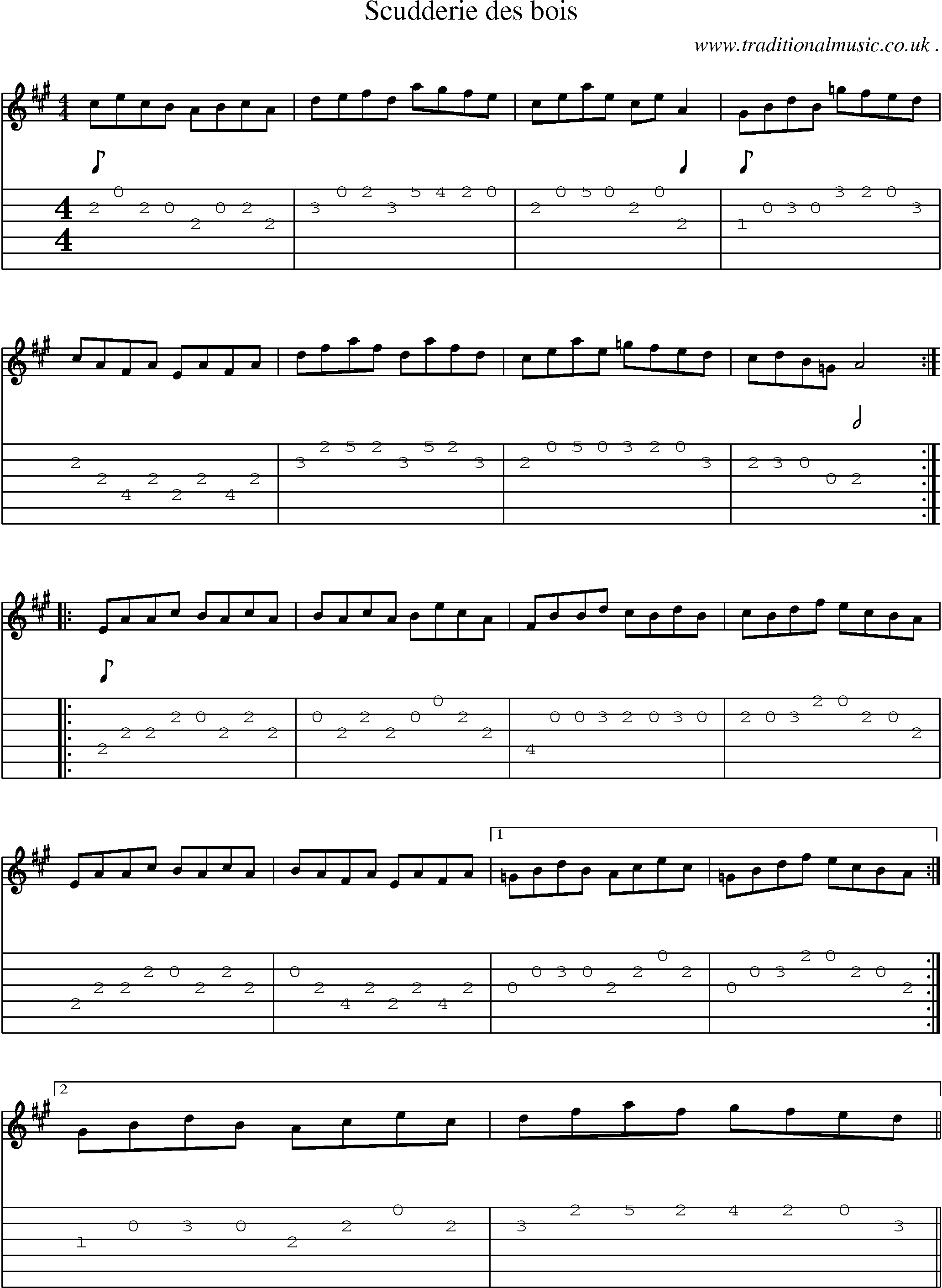 Sheet-Music and Guitar Tabs for Scudderie Des Bois