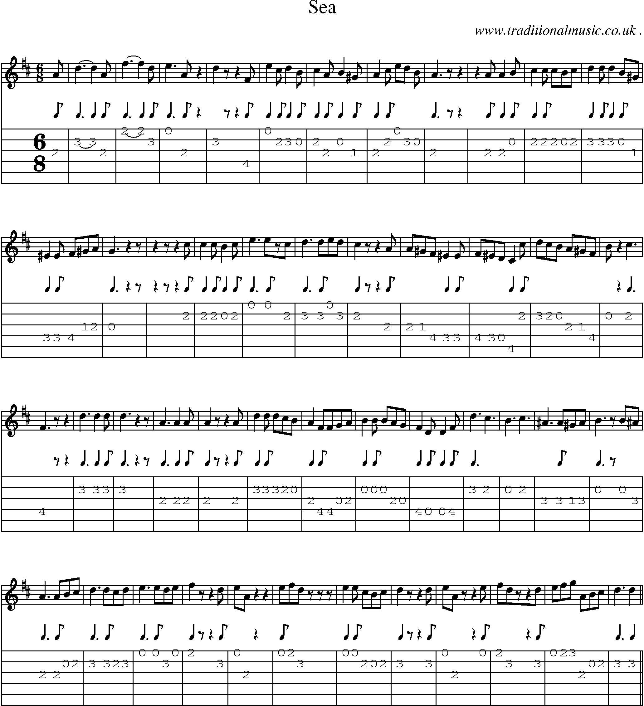 Sheet-Music and Guitar Tabs for Sea
