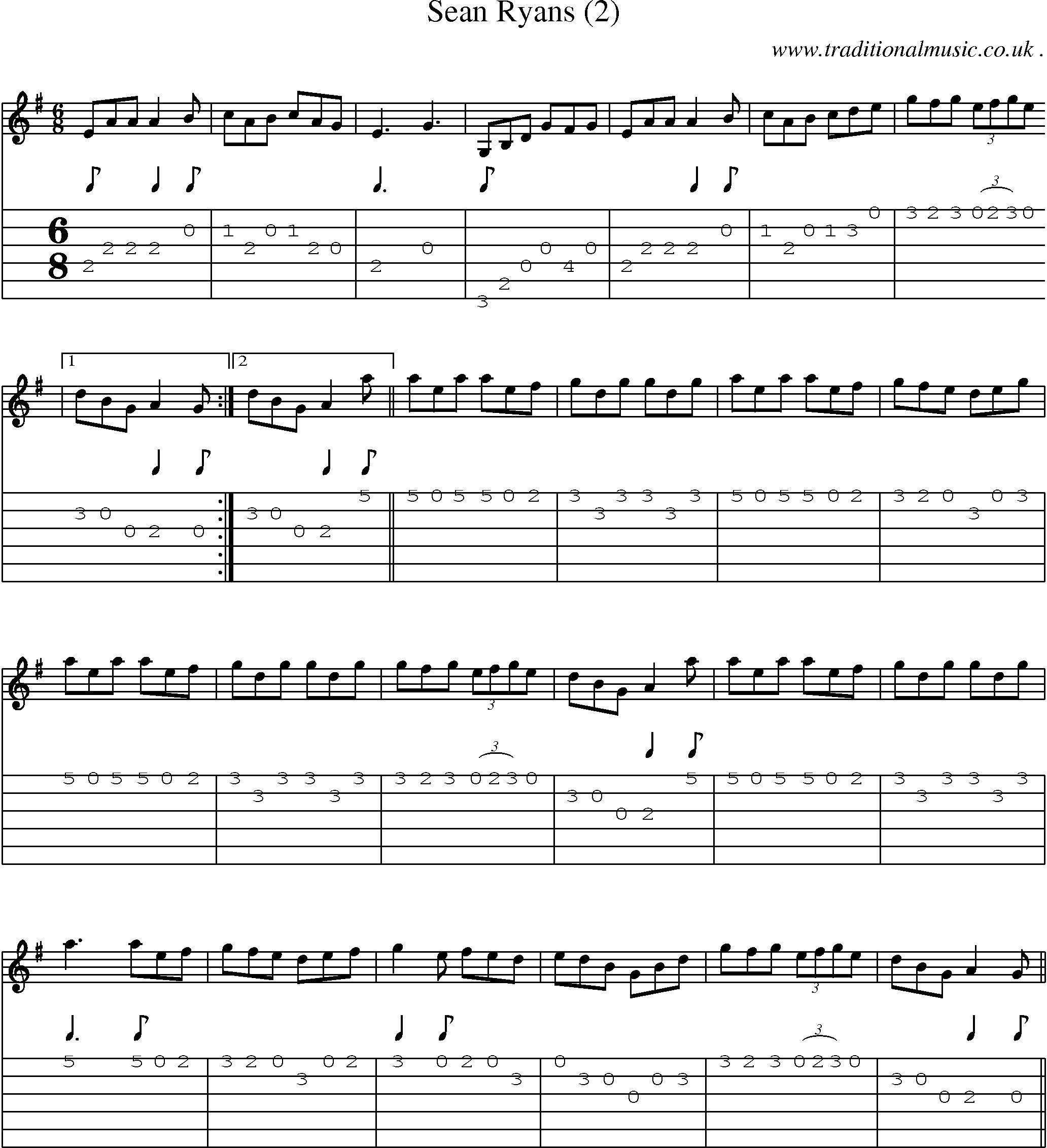 Sheet-Music and Guitar Tabs for Sean Ryans (2)