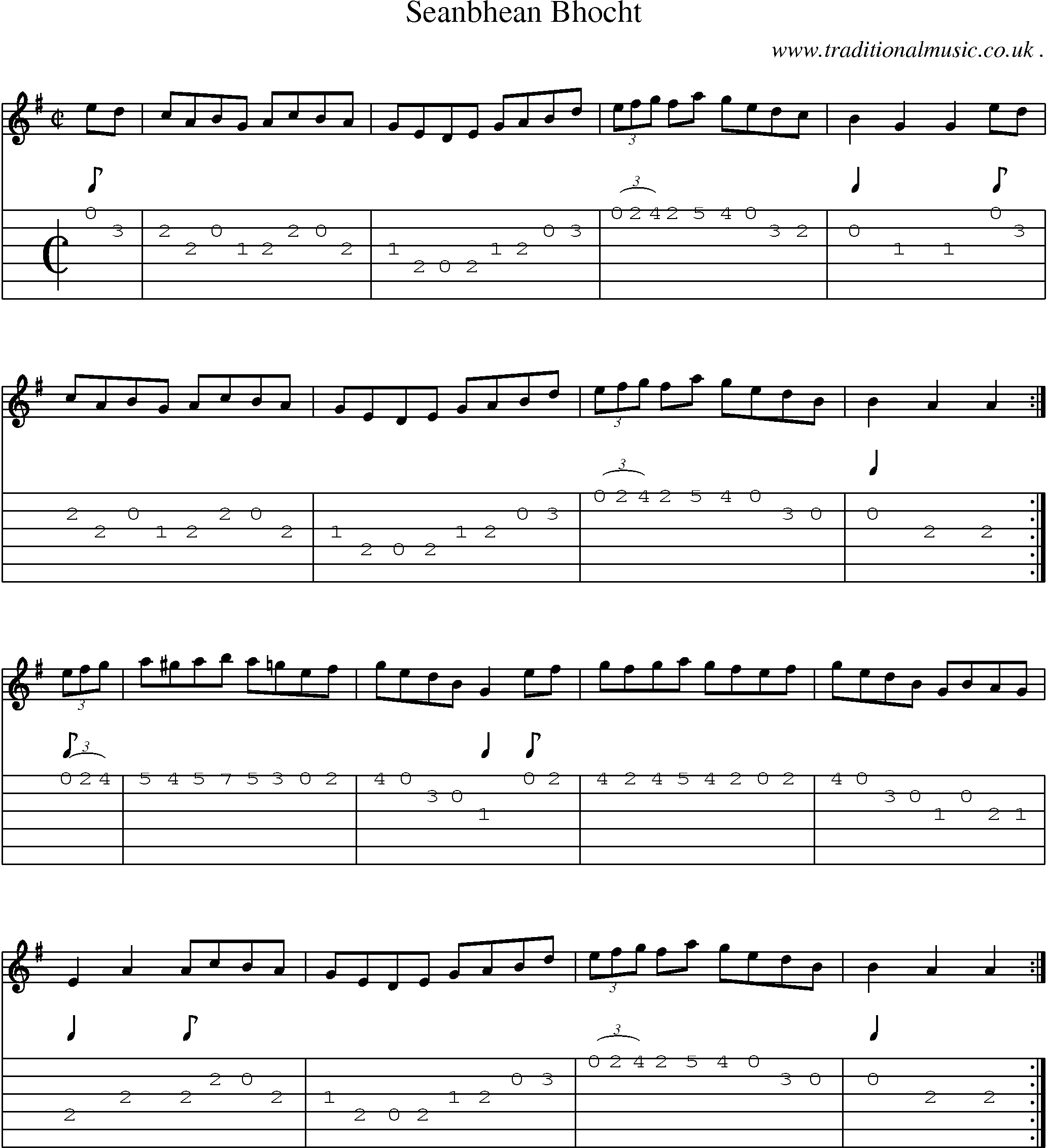 Sheet-Music and Guitar Tabs for Seanbhean Bhocht