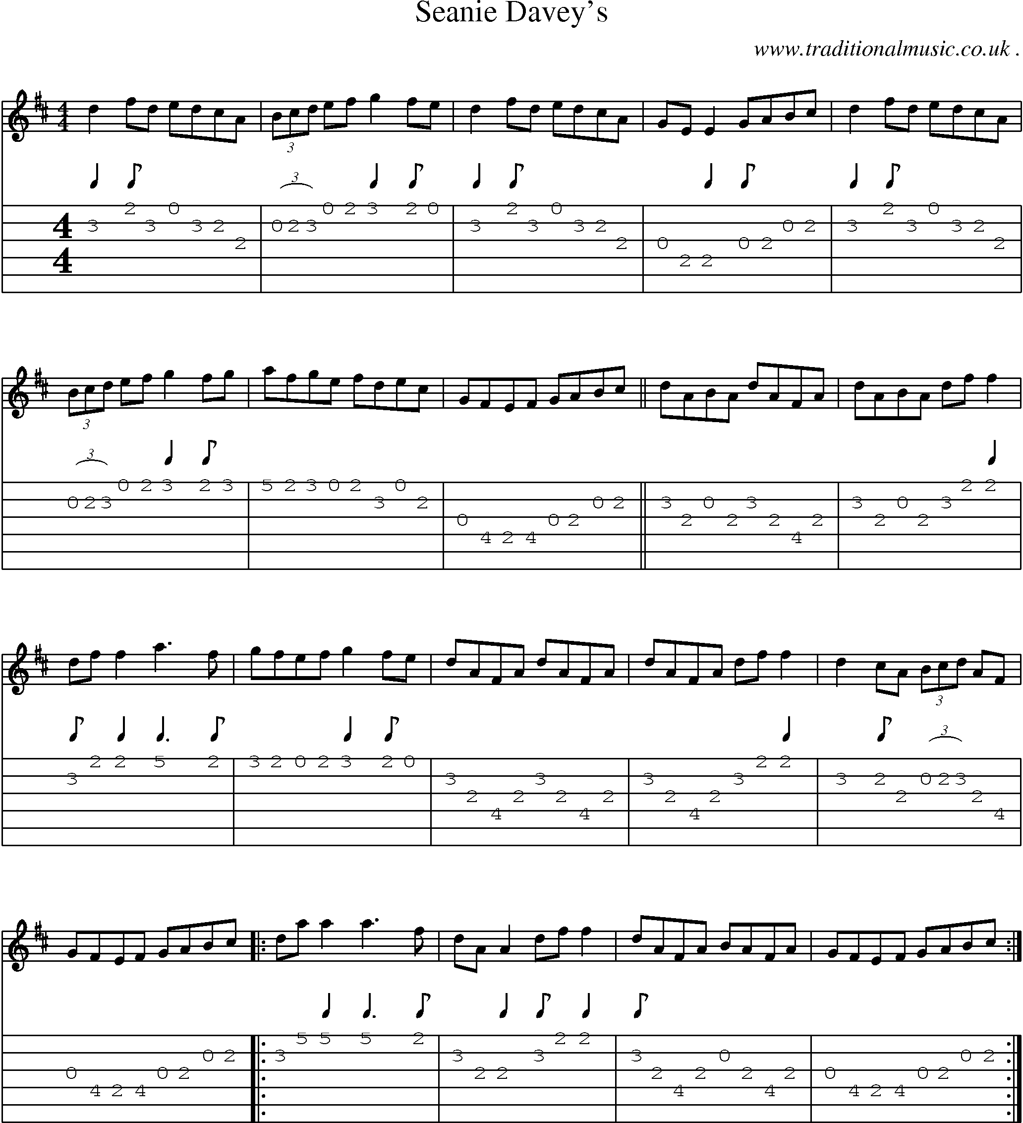 Sheet-Music and Guitar Tabs for Seanie Daveys