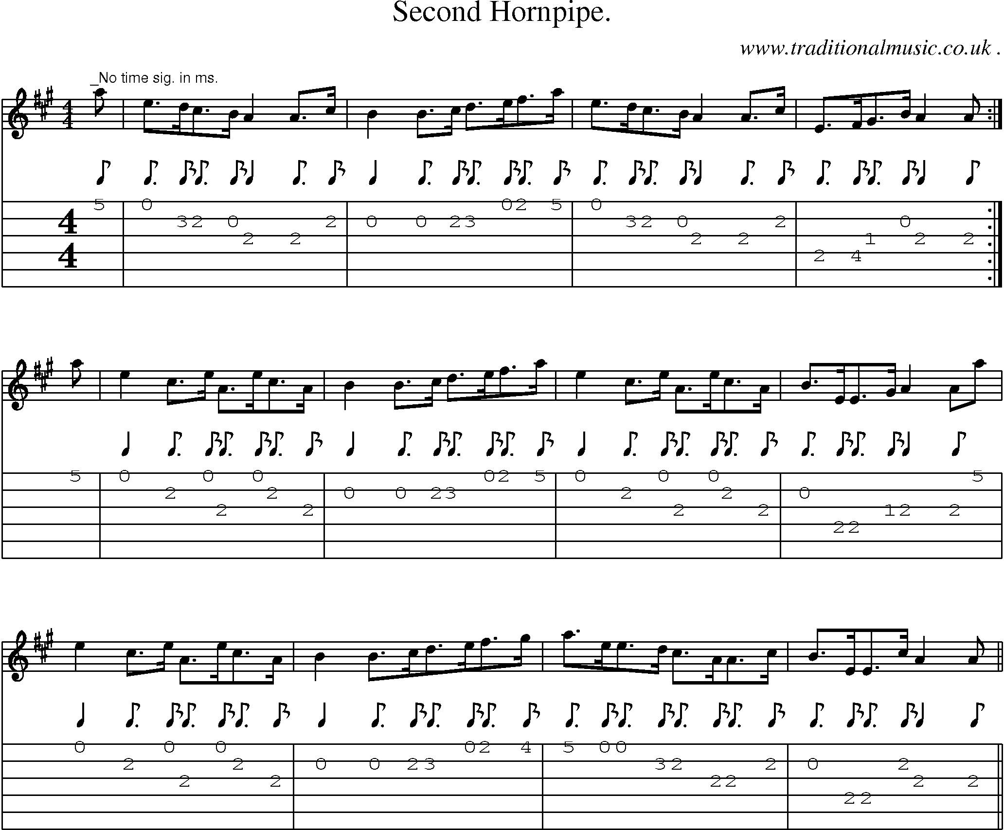 Sheet-Music and Guitar Tabs for Second Hornpipe