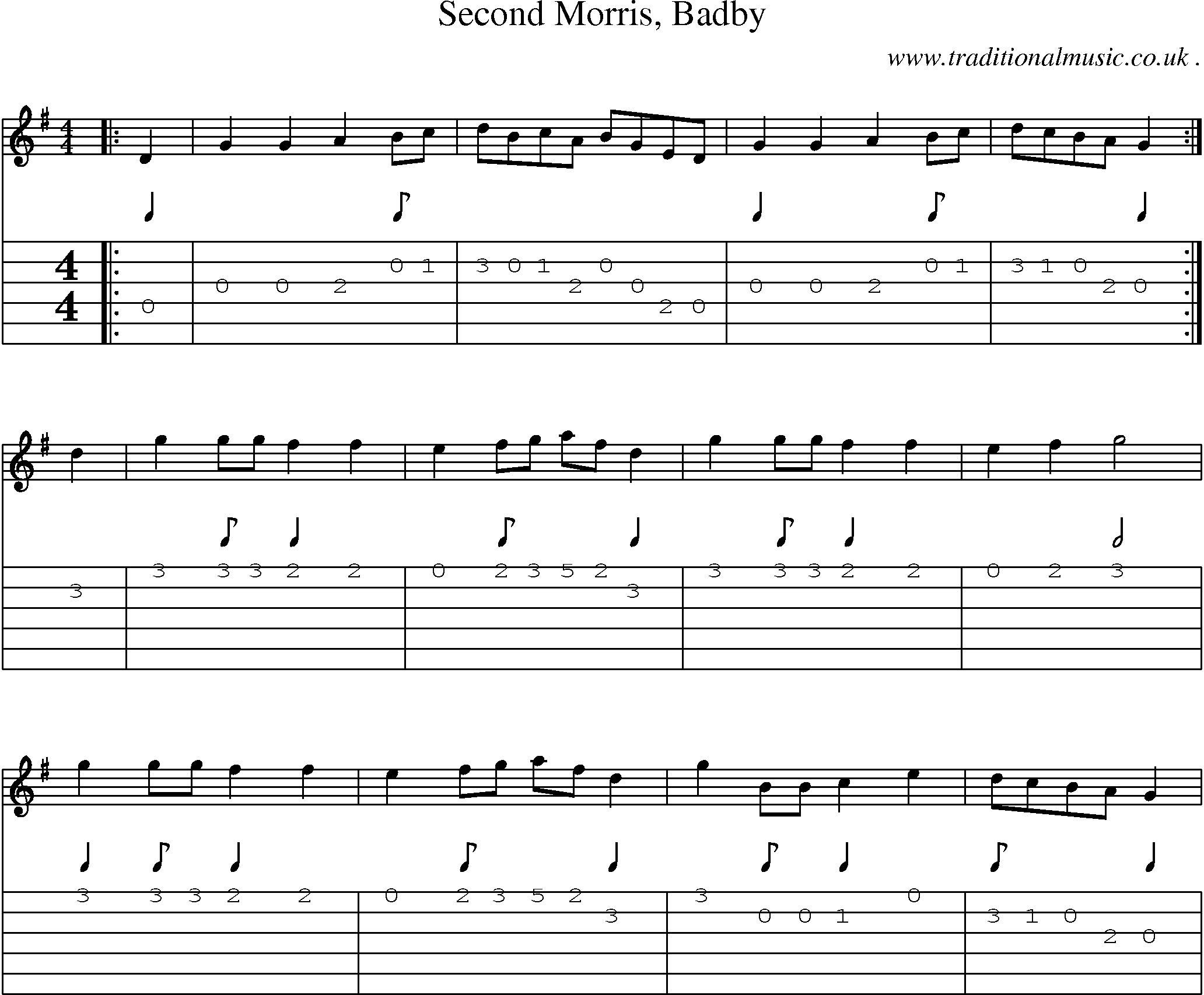 Sheet-Music and Guitar Tabs for Second Morris Badby