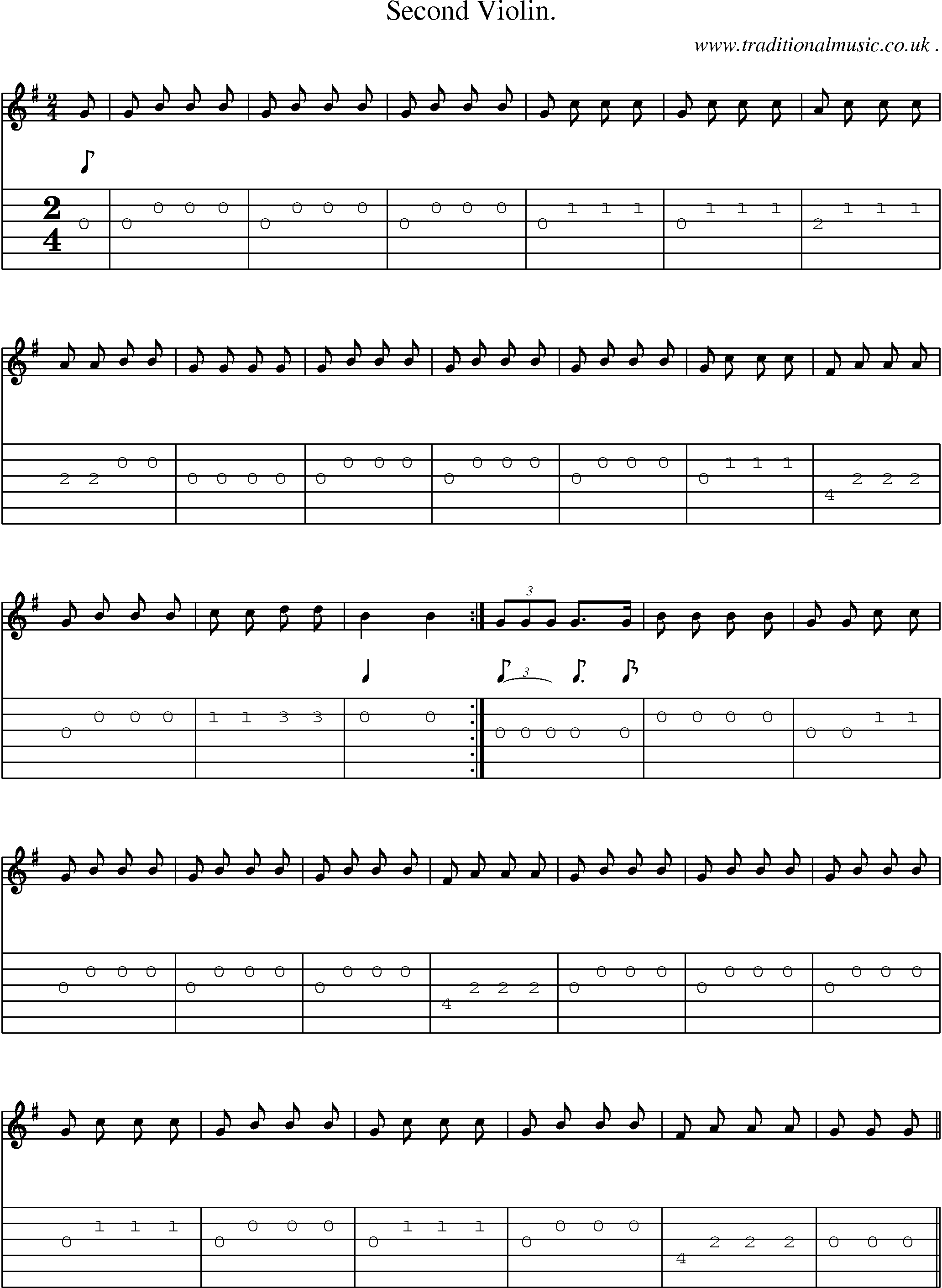 Sheet-Music and Guitar Tabs for Second Violin