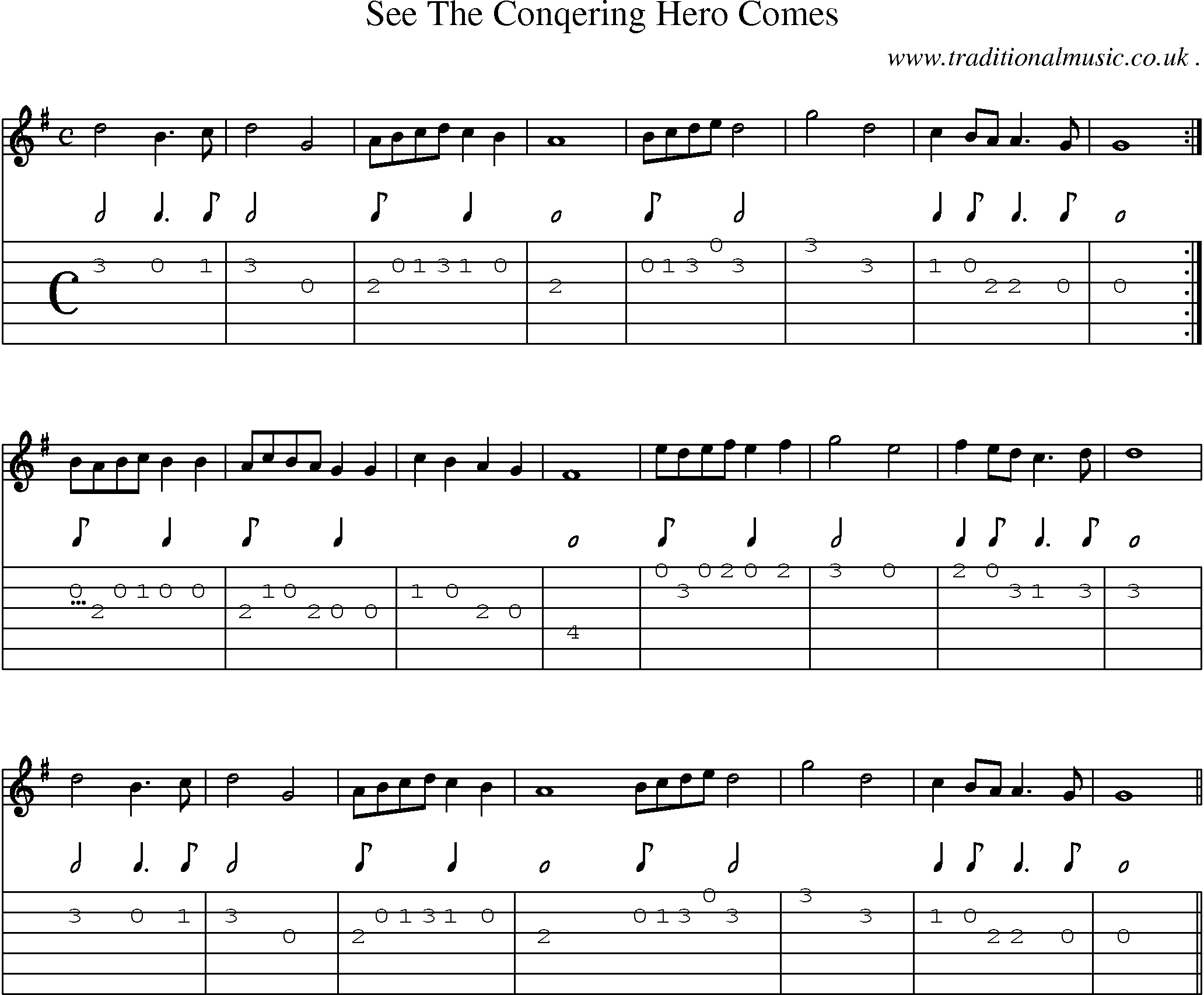 Sheet-Music and Guitar Tabs for See The Conqering Hero Comes
