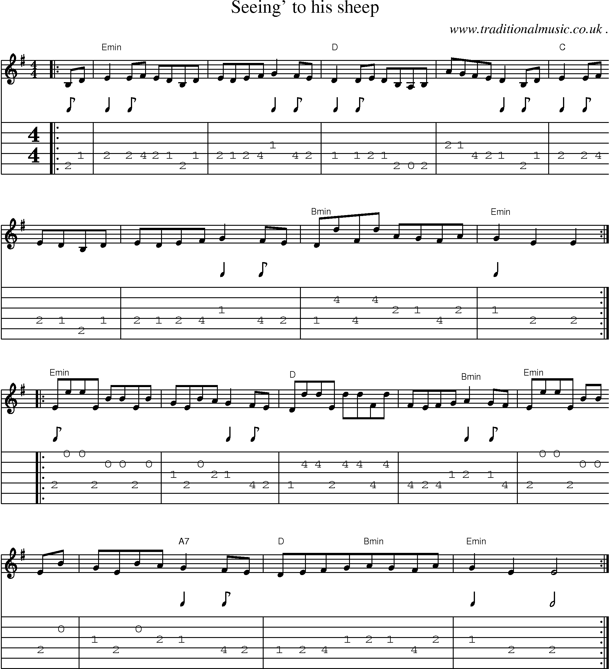 Sheet-Music and Guitar Tabs for Seeing To His Sheep