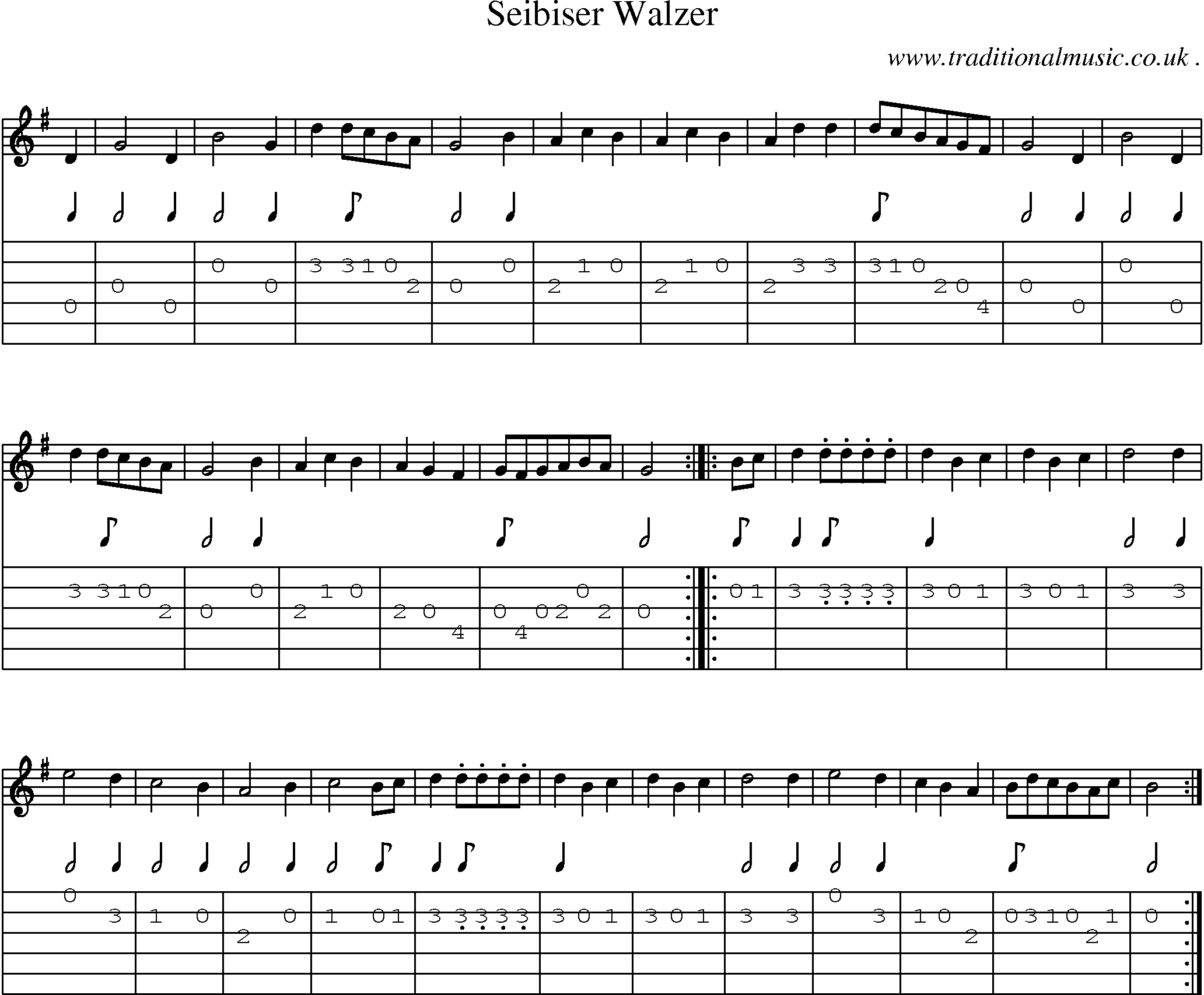 Sheet-Music and Guitar Tabs for Seibiser Walzer