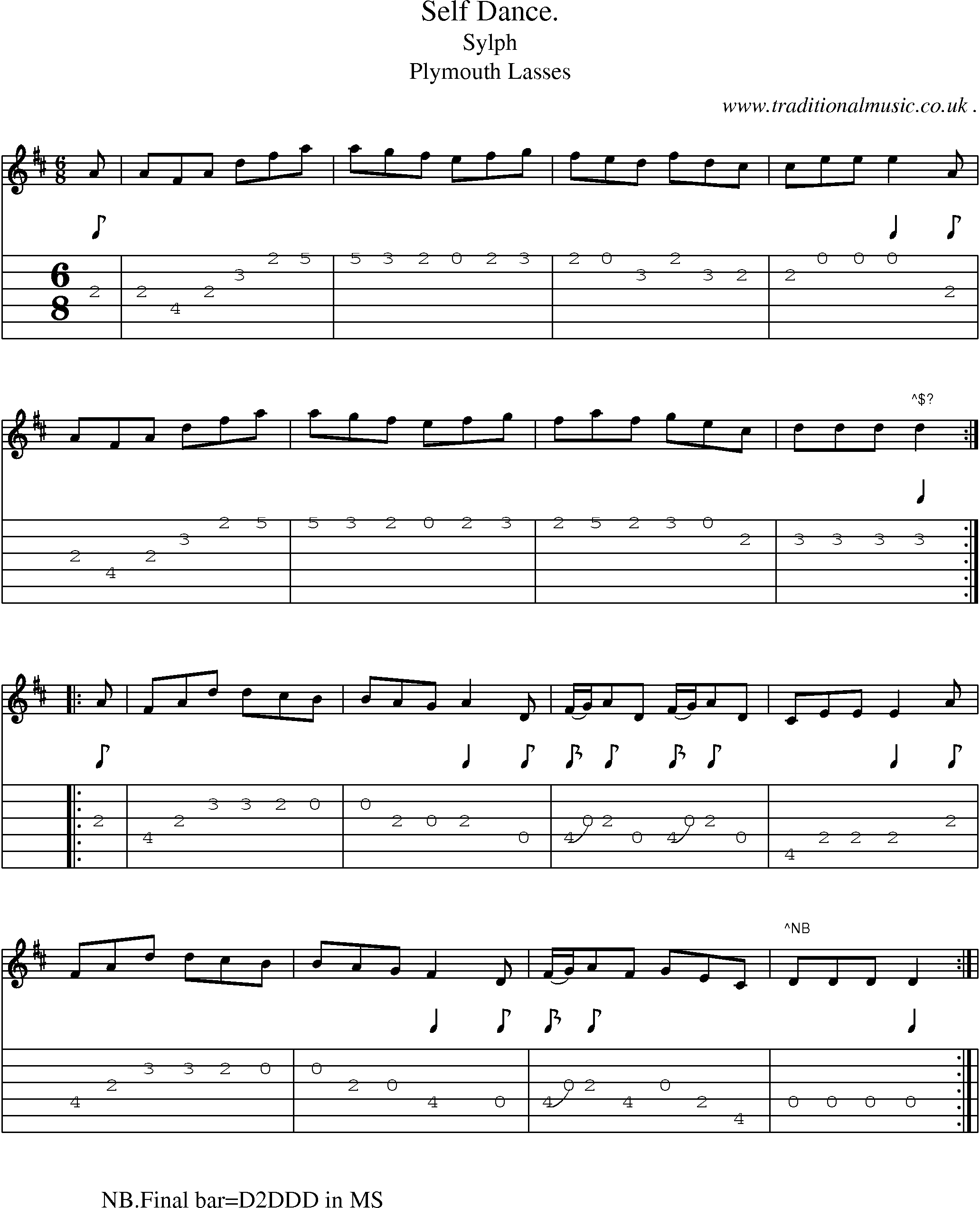 Sheet-Music and Guitar Tabs for Self Dance