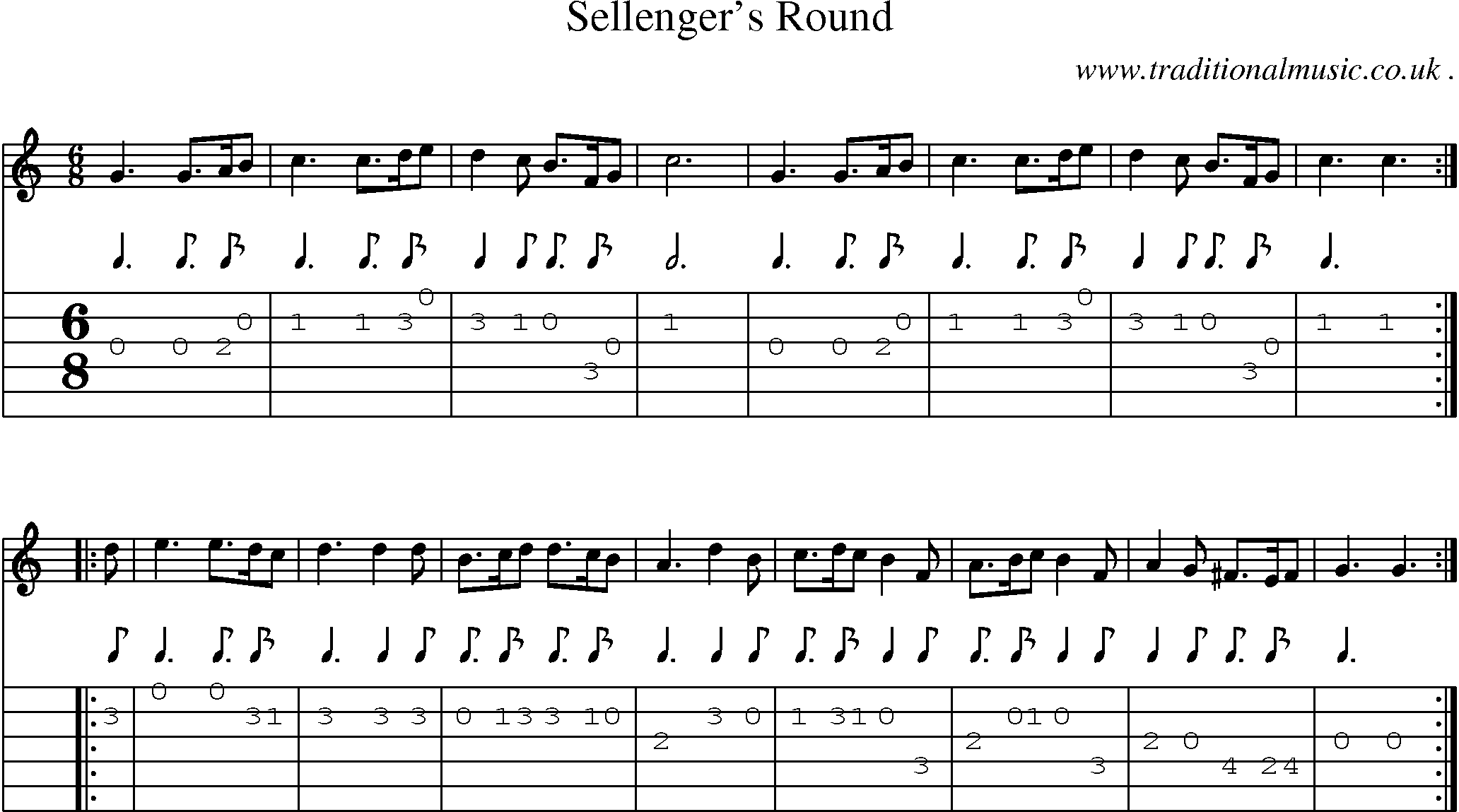 Sheet-Music and Guitar Tabs for Sellengers Round