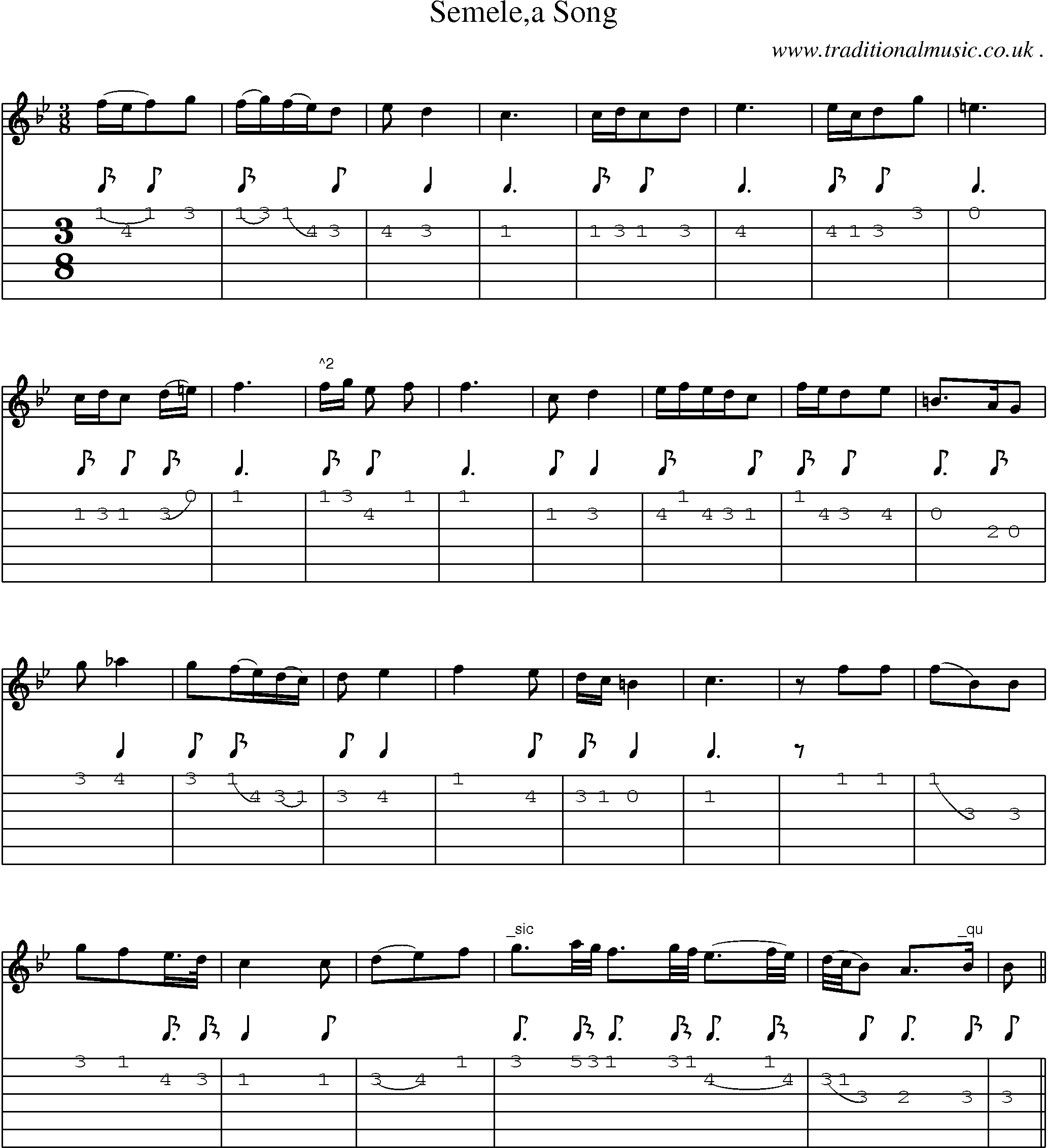 Sheet-Music and Guitar Tabs for Semelea Song