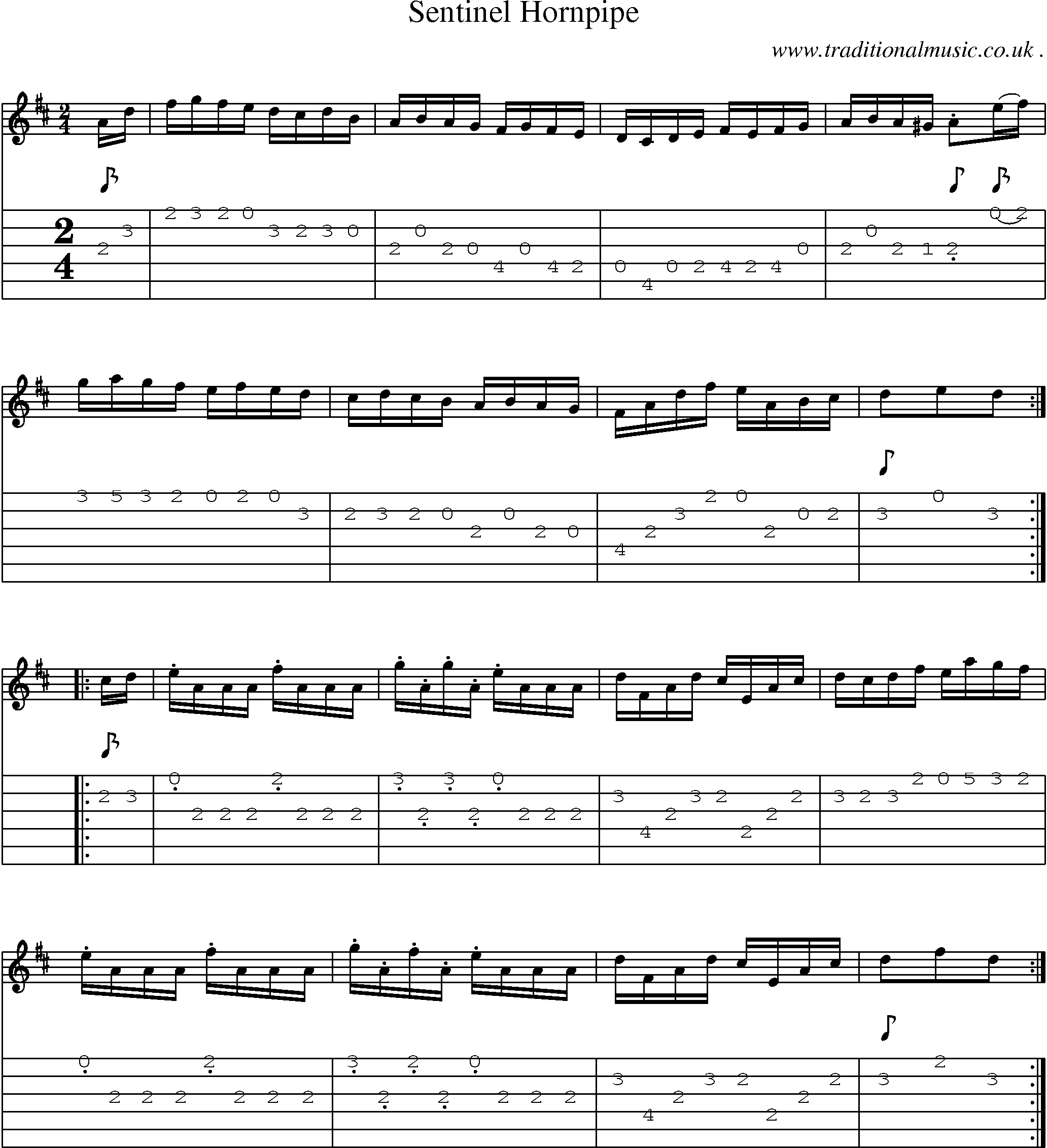 Sheet-Music and Guitar Tabs for Sentinel Hornpipe