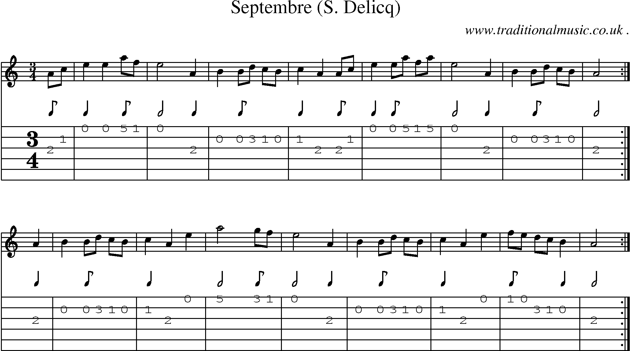 Sheet-Music and Guitar Tabs for Septembre (s Delicq)