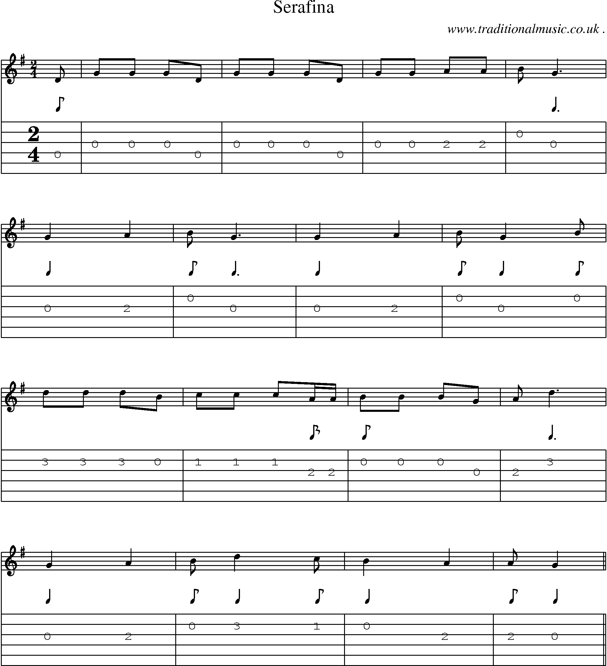 Sheet-Music and Guitar Tabs for Serafina