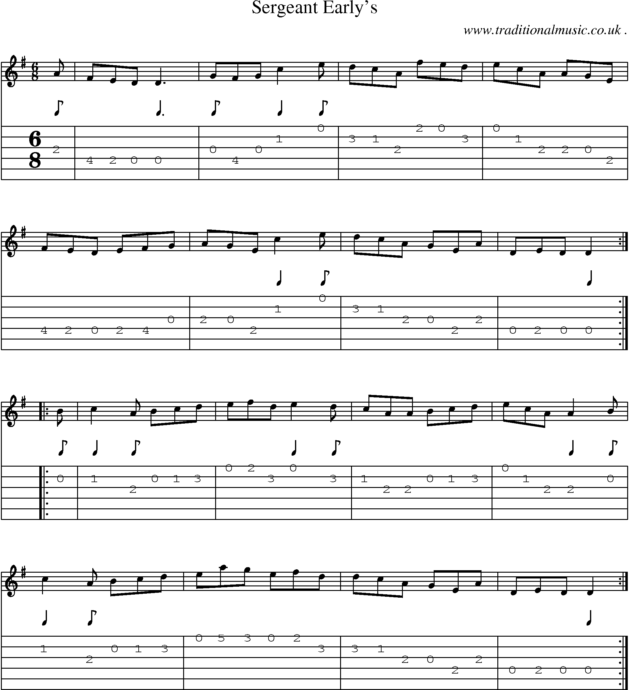 Sheet-Music and Guitar Tabs for Sergeant Earlys