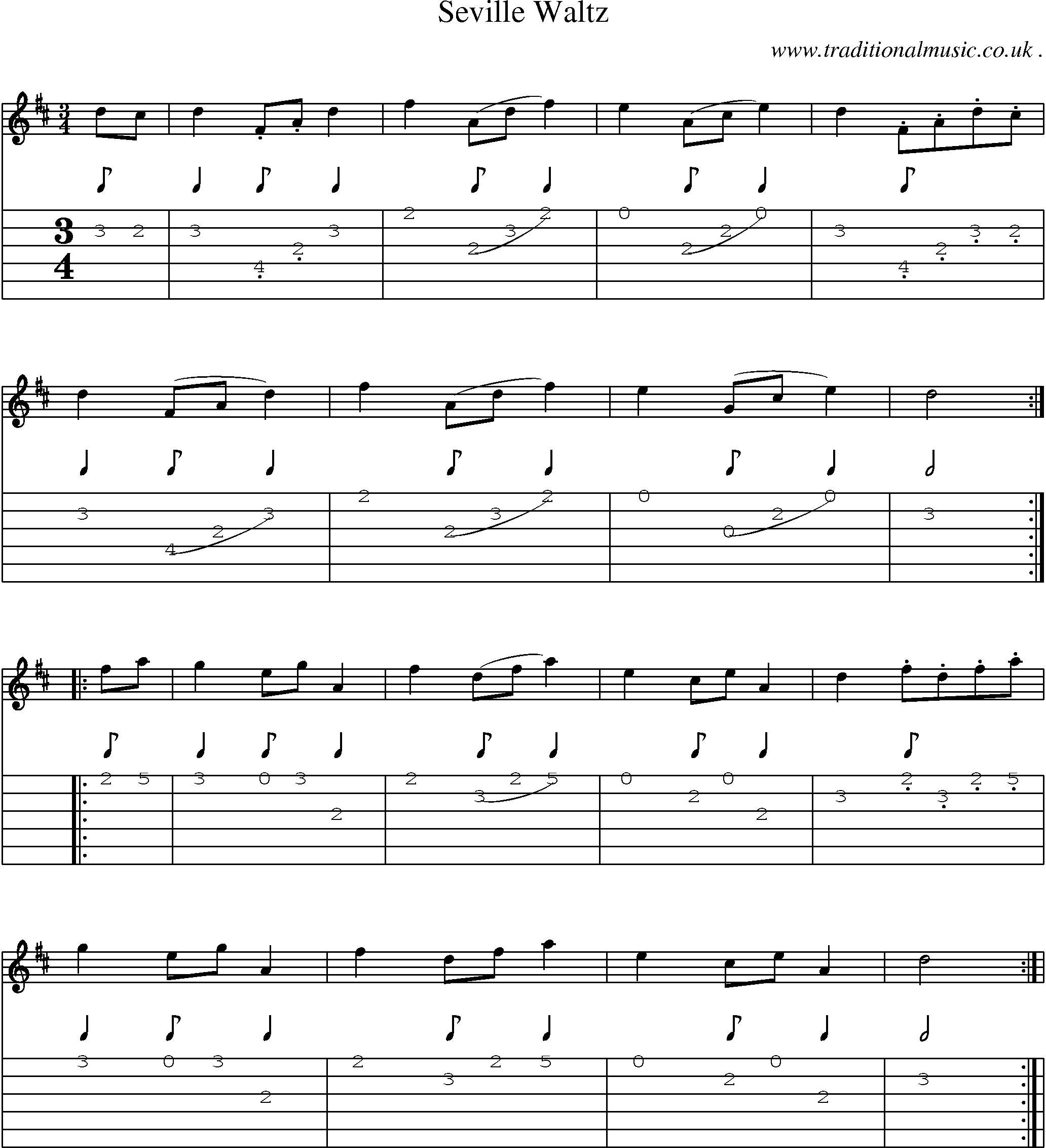Sheet-Music and Guitar Tabs for Seville Waltz