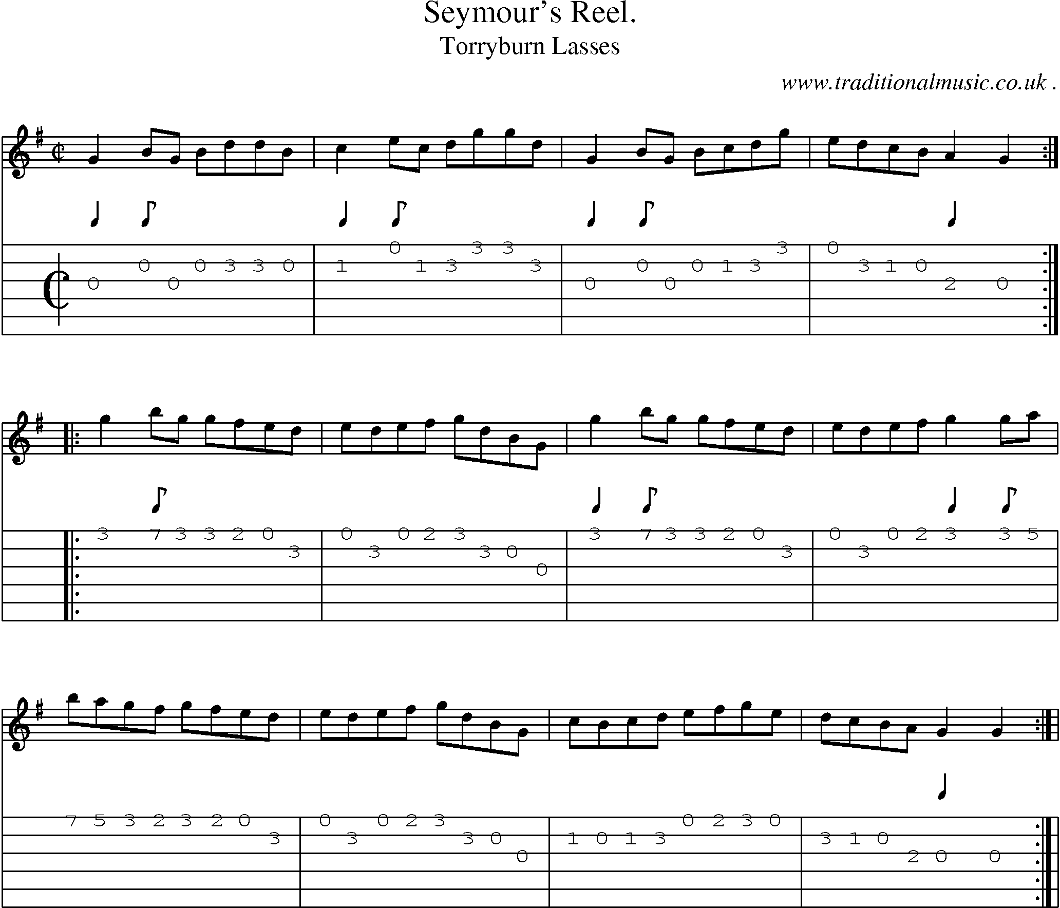 Sheet-Music and Guitar Tabs for Seymours Reel