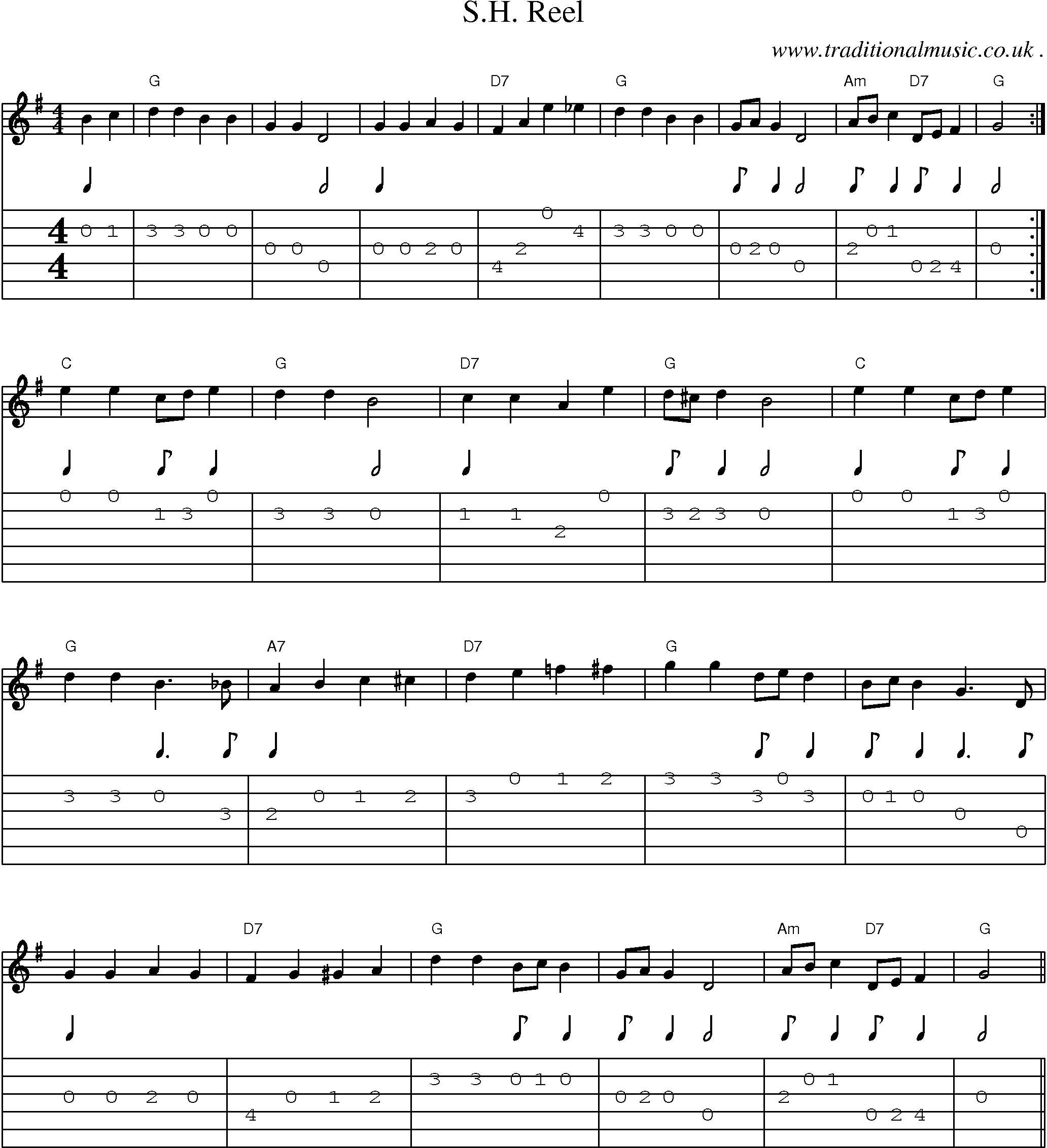 Sheet-Music and Guitar Tabs for Sh Reel