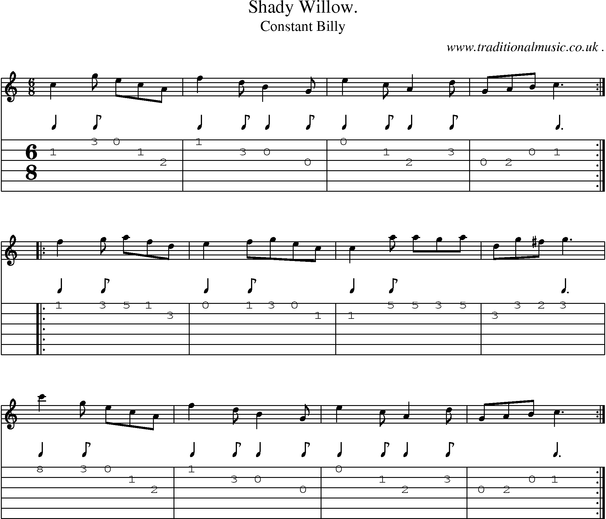 Sheet-Music and Guitar Tabs for Shady Willow