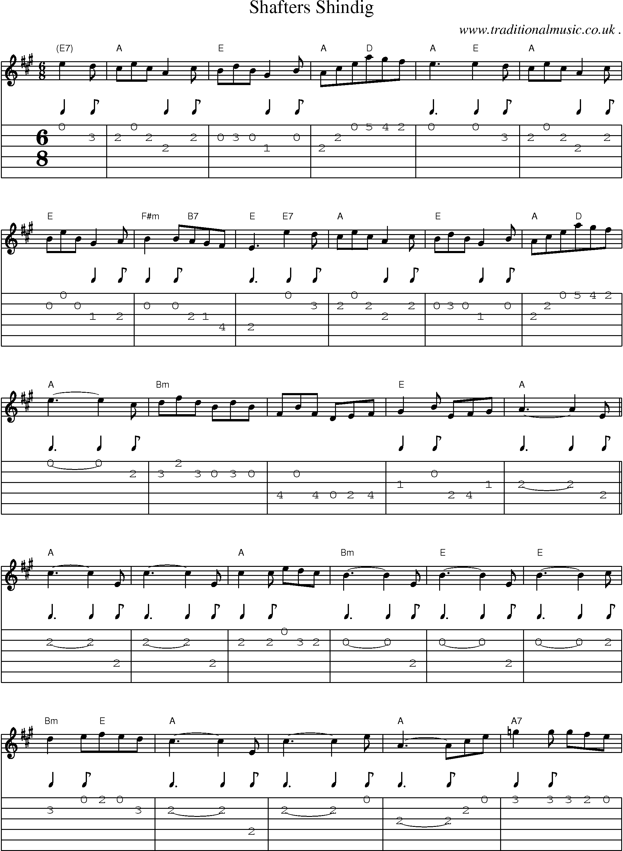 Sheet-Music and Guitar Tabs for Shafters Shindig