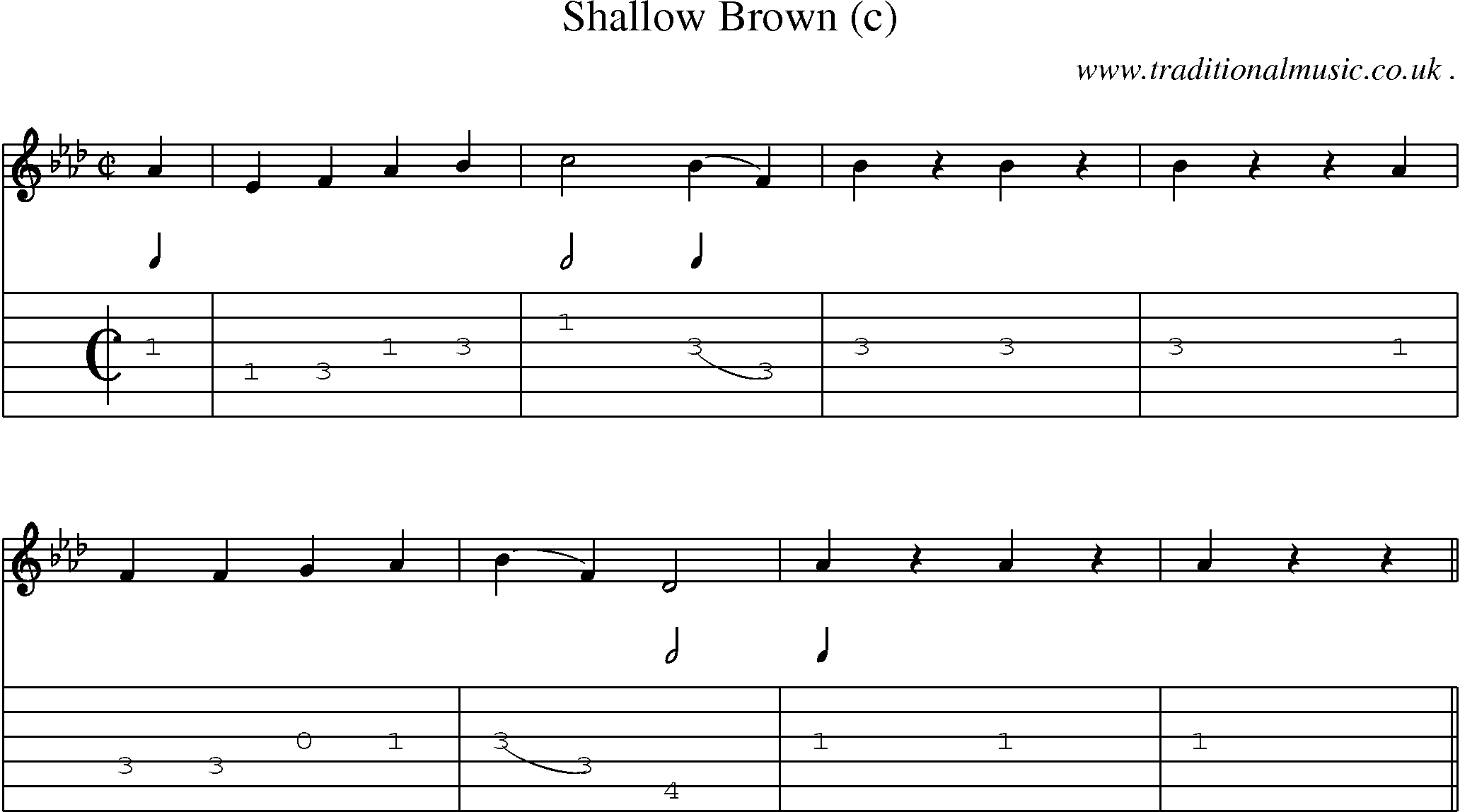 Sheet-Music and Guitar Tabs for Shallow Brown (c)