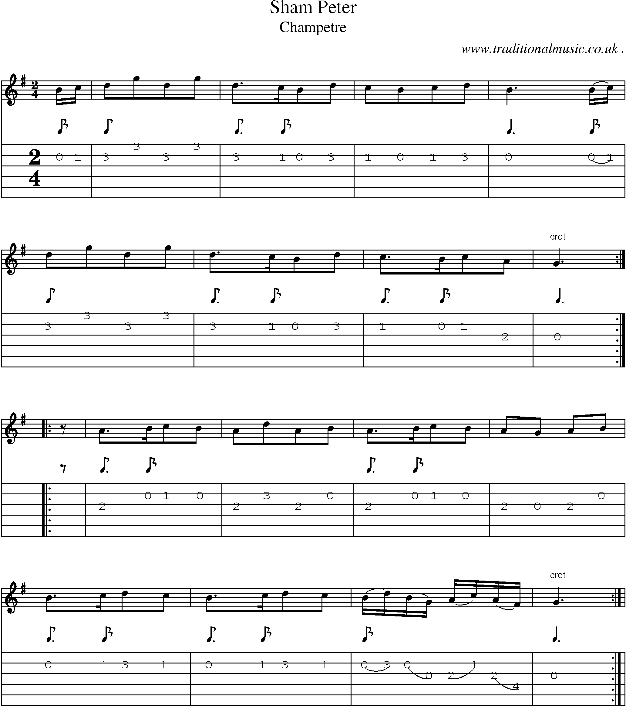 Sheet-Music and Guitar Tabs for Sham Peter