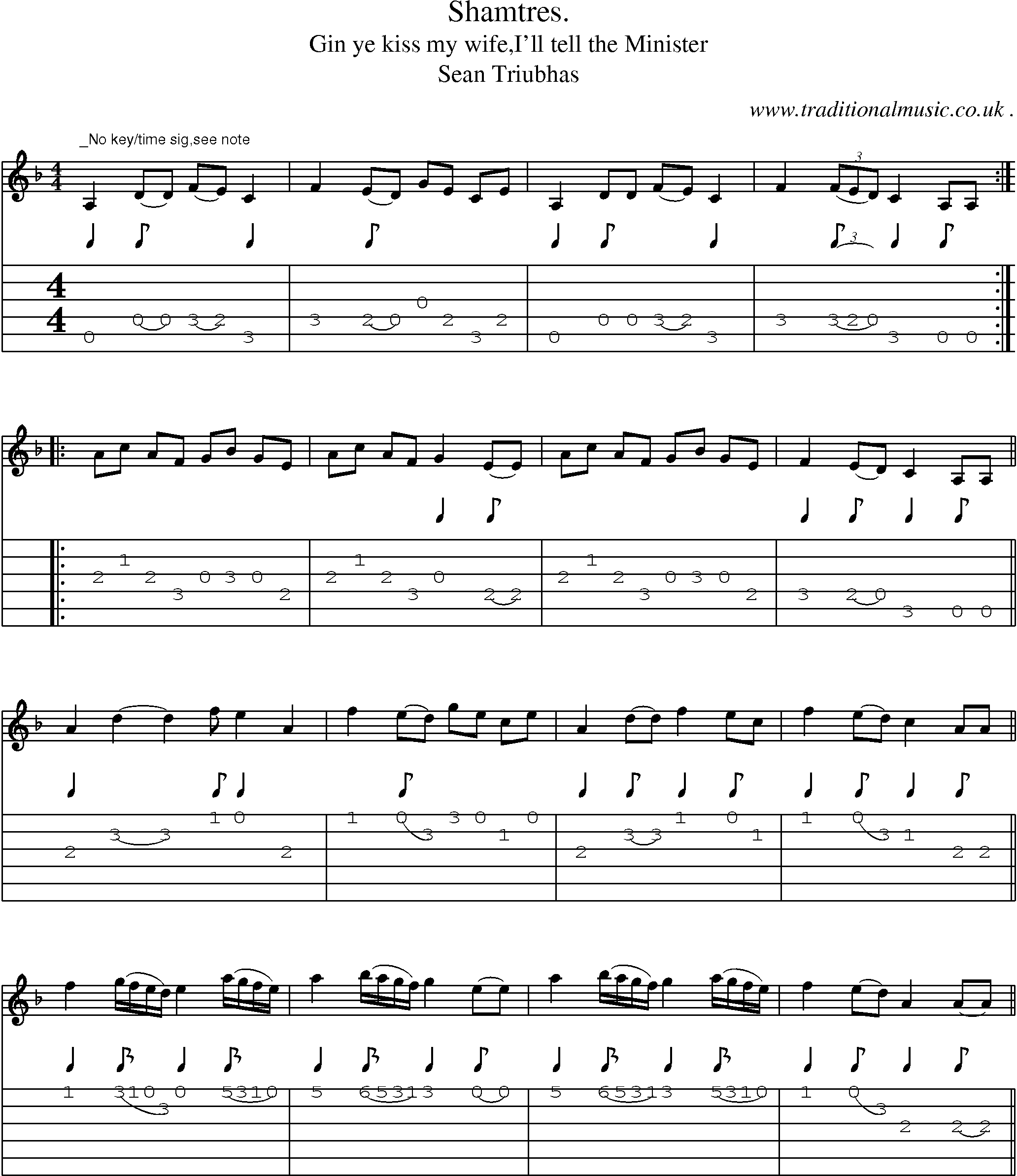 Sheet-Music and Guitar Tabs for Shamtres