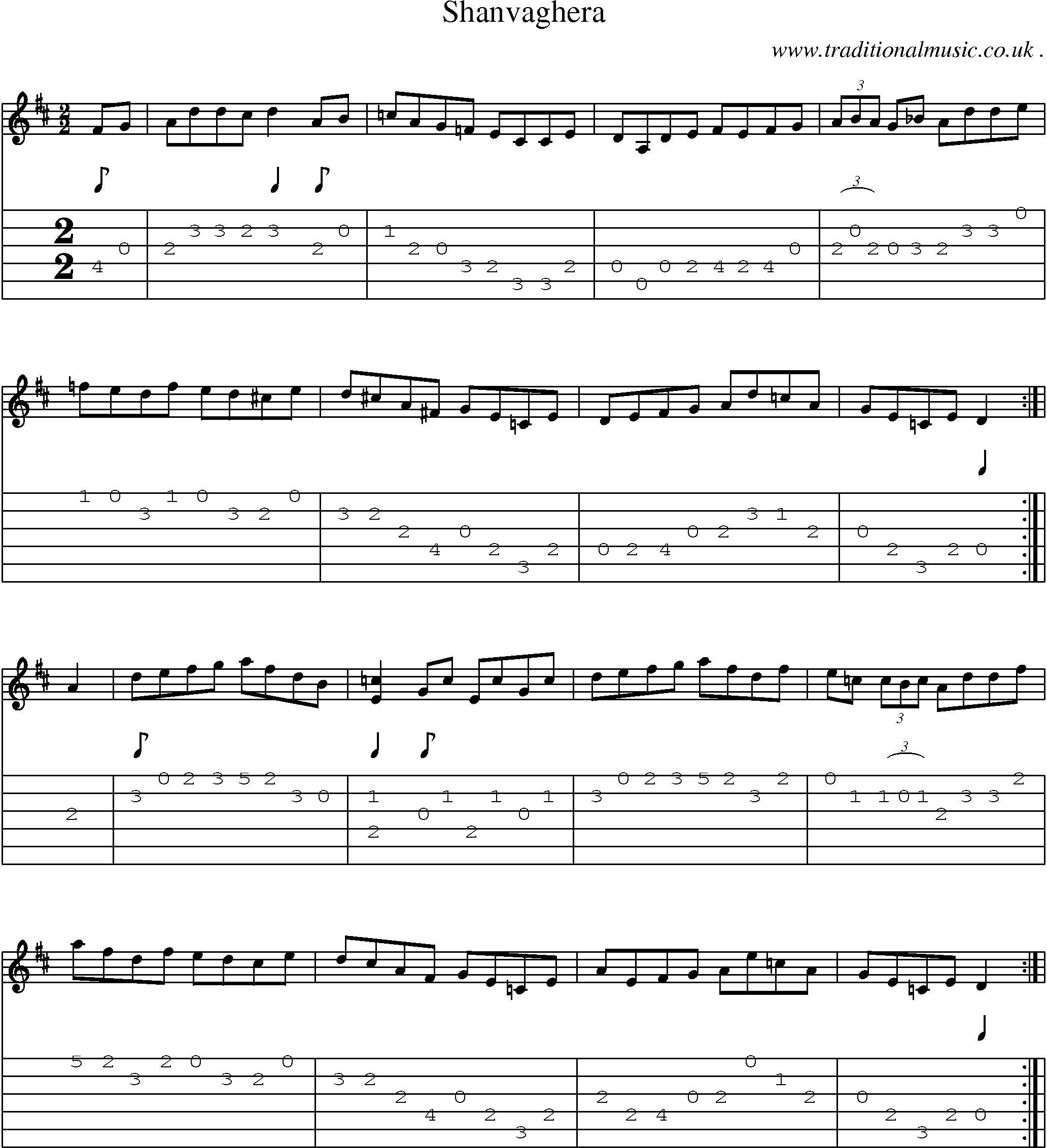 Sheet-Music and Guitar Tabs for Shanvaghera