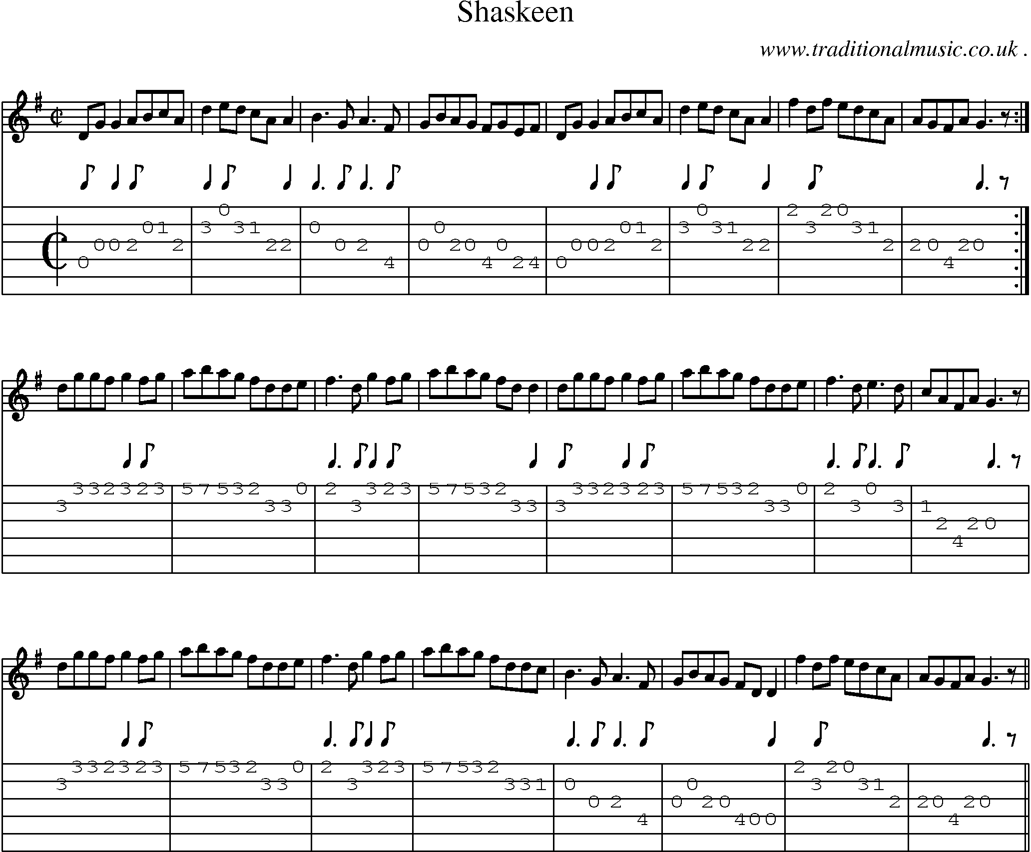 Sheet-Music and Guitar Tabs for Shaskeen