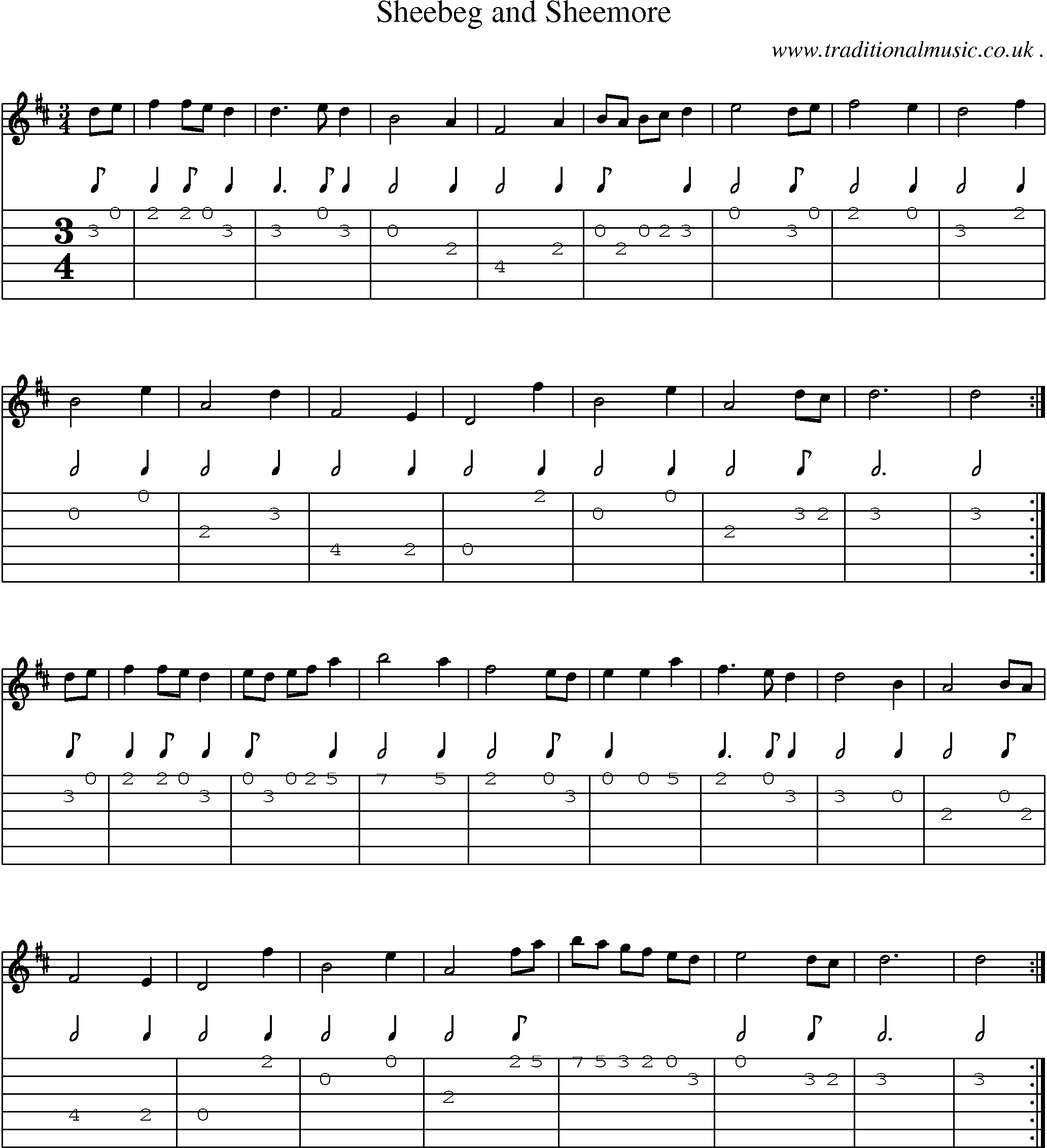 Sheet-Music and Guitar Tabs for Sheebeg And Sheemore