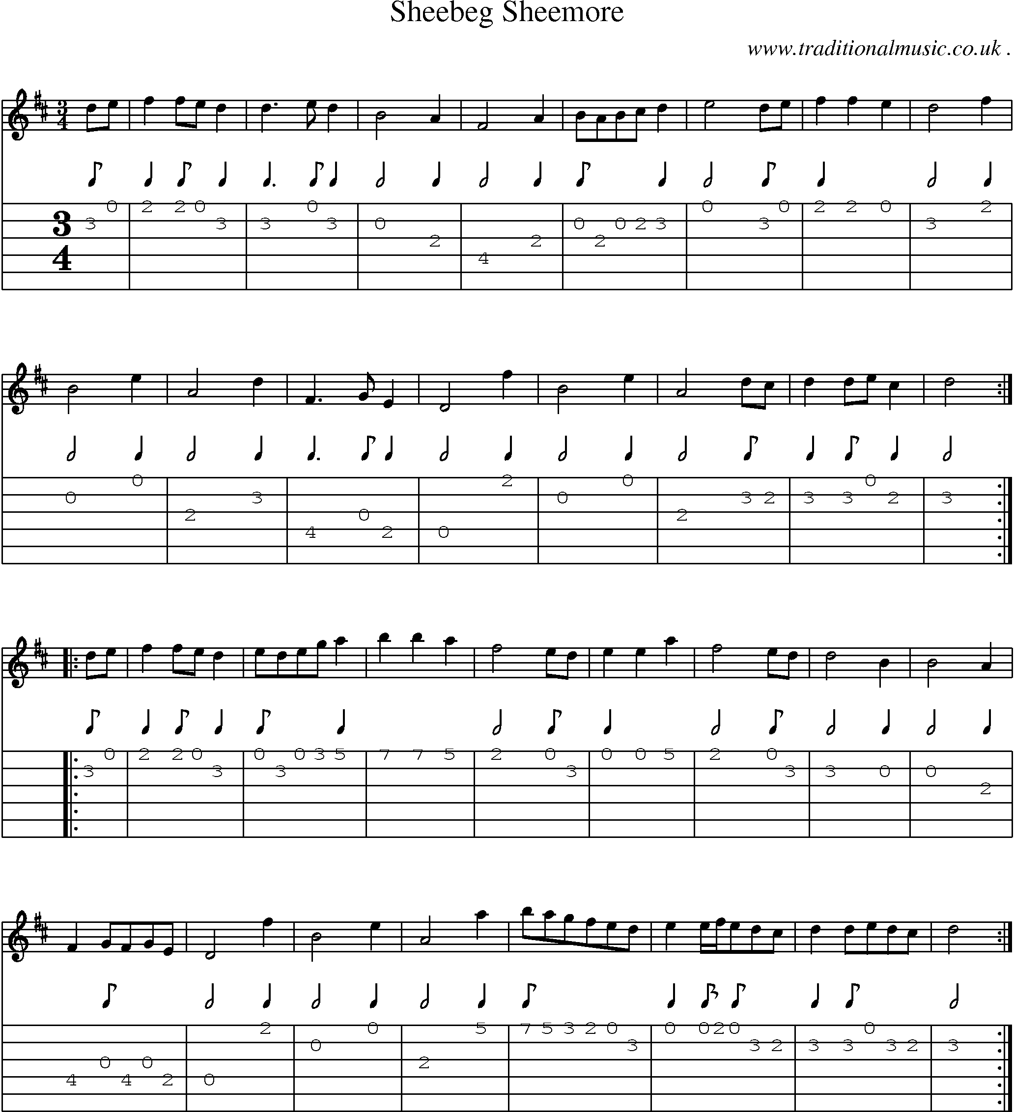 Sheet-Music and Guitar Tabs for Sheebeg Sheemore