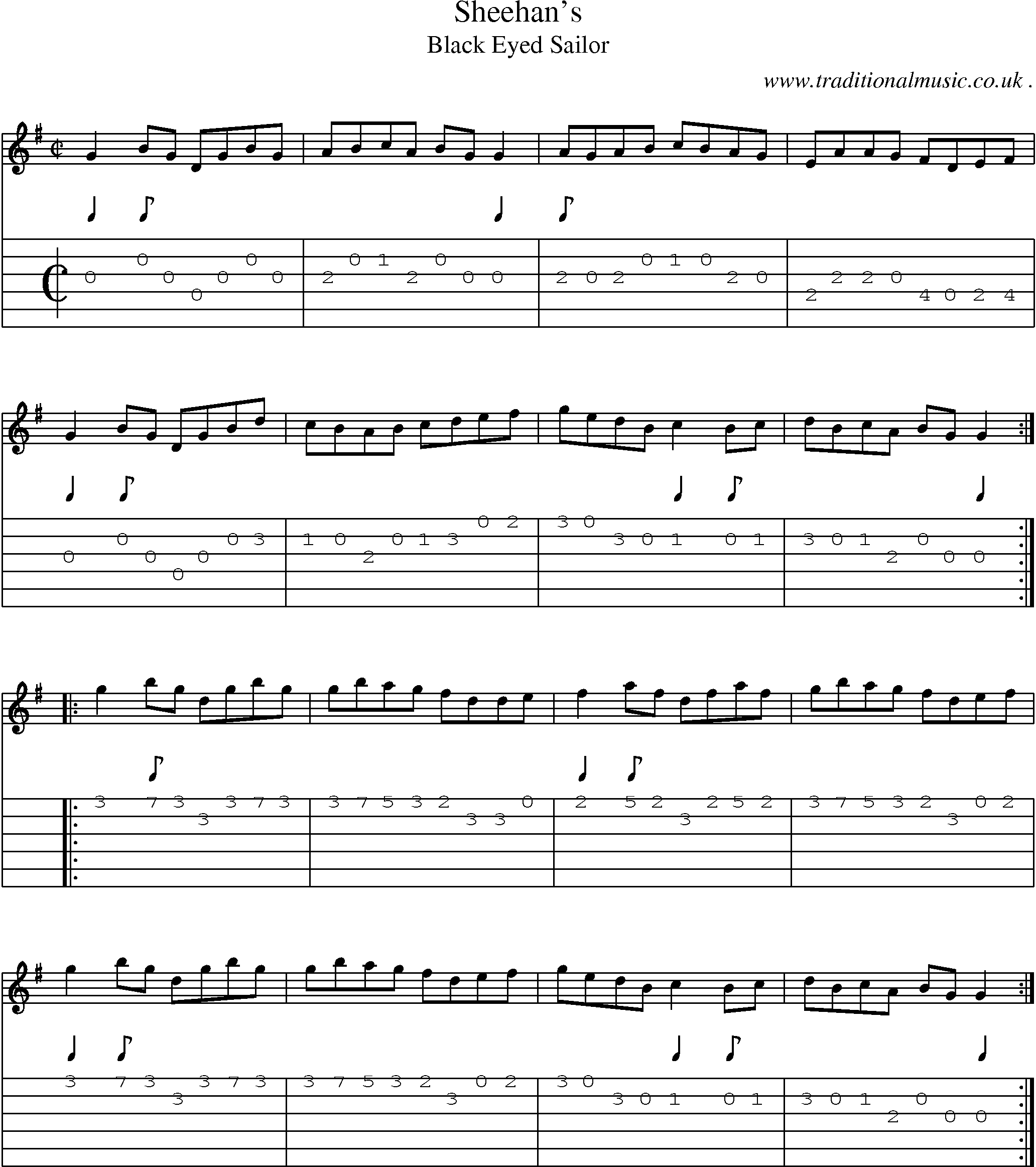 Sheet-Music and Guitar Tabs for Sheehans