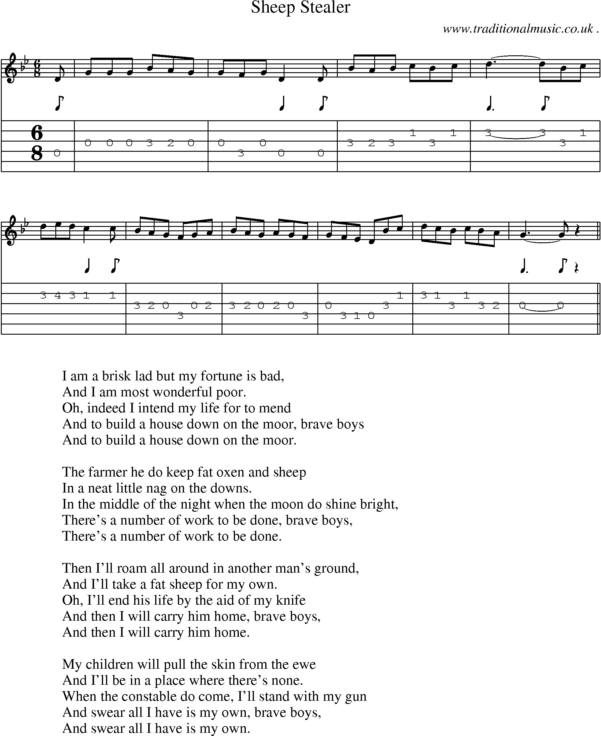 Sheet-Music and Guitar Tabs for Sheep Stealer