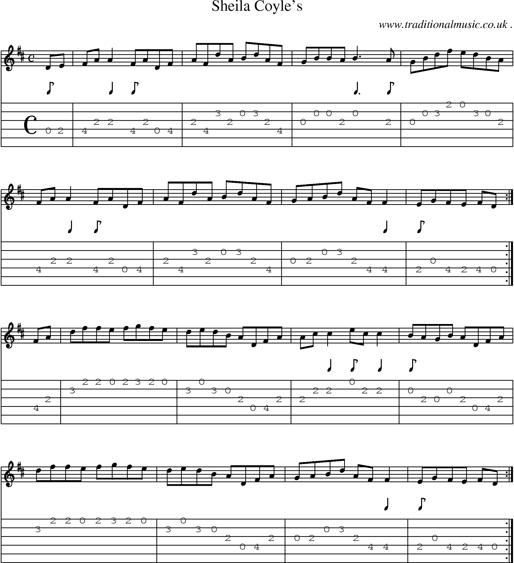 Sheet-Music and Guitar Tabs for Sheila Coyles