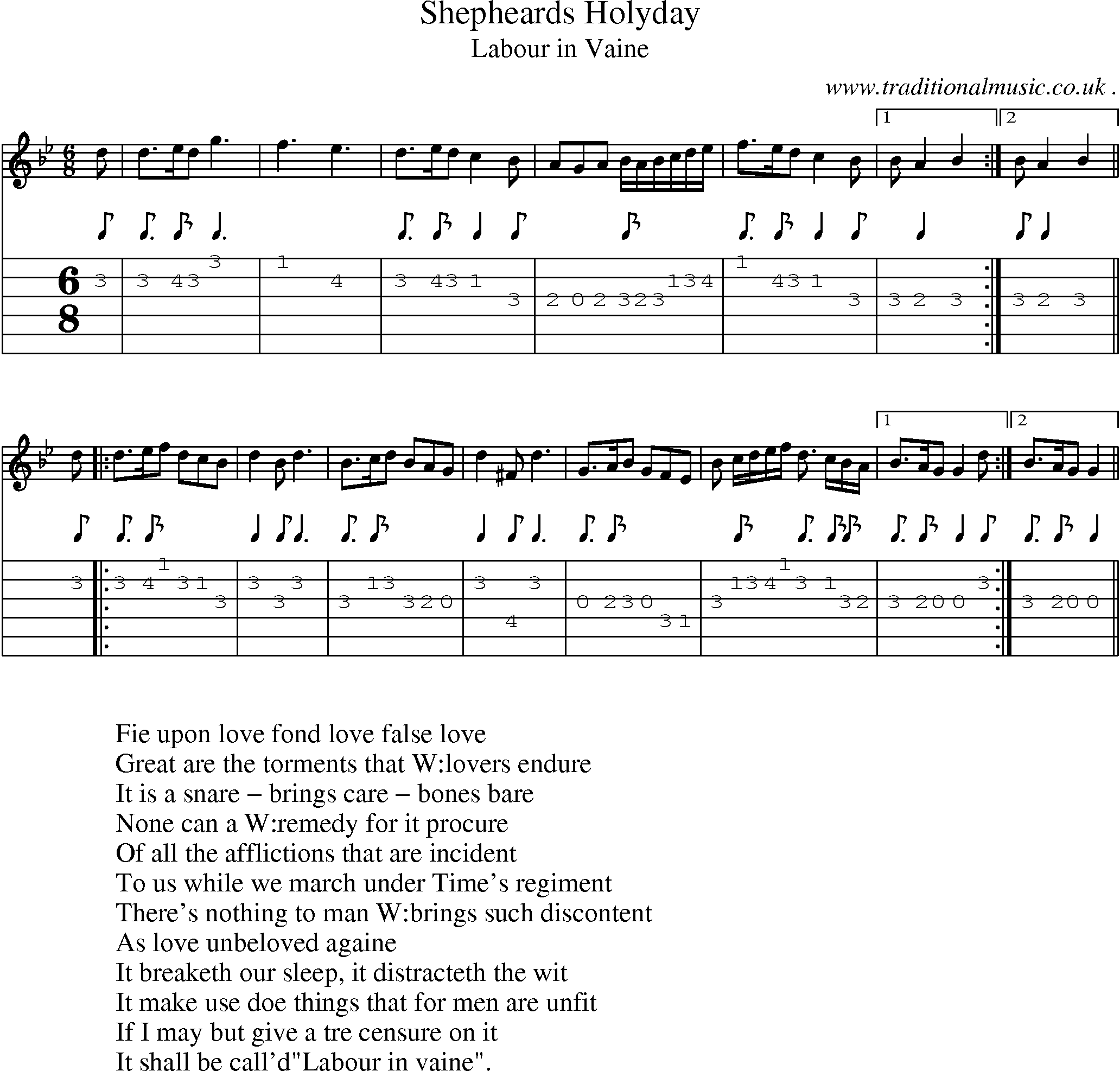 Sheet-Music and Guitar Tabs for Shepheards Holyday