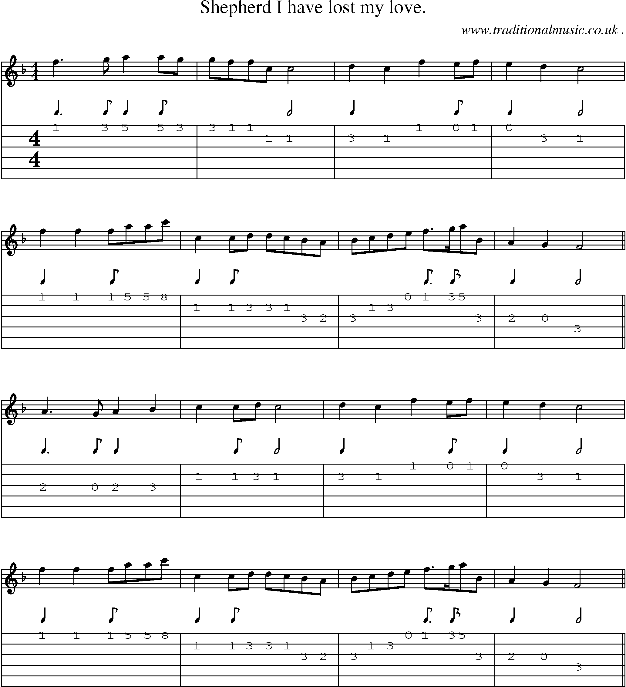 Sheet-Music and Guitar Tabs for Shepherd I Have Lost My Love