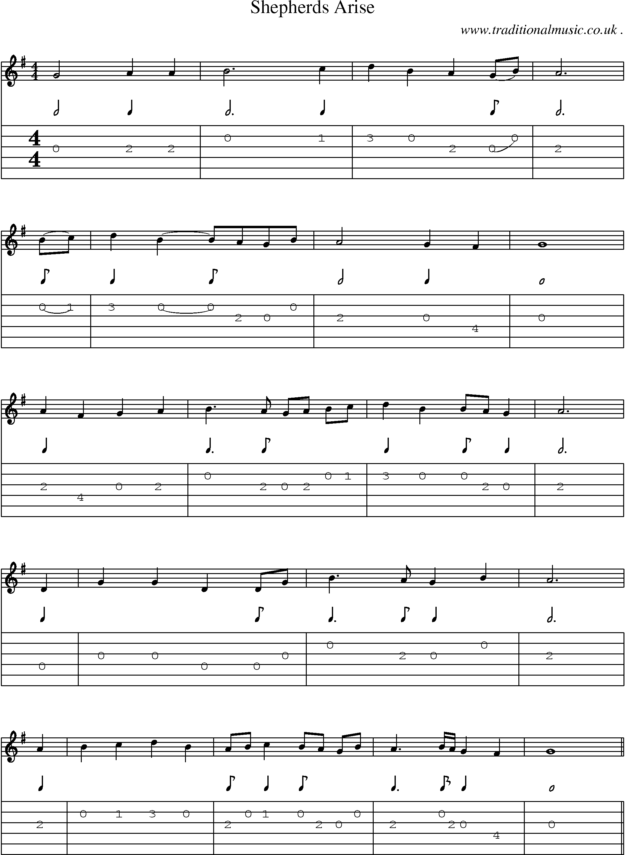 Sheet-Music and Guitar Tabs for Shepherds Arise